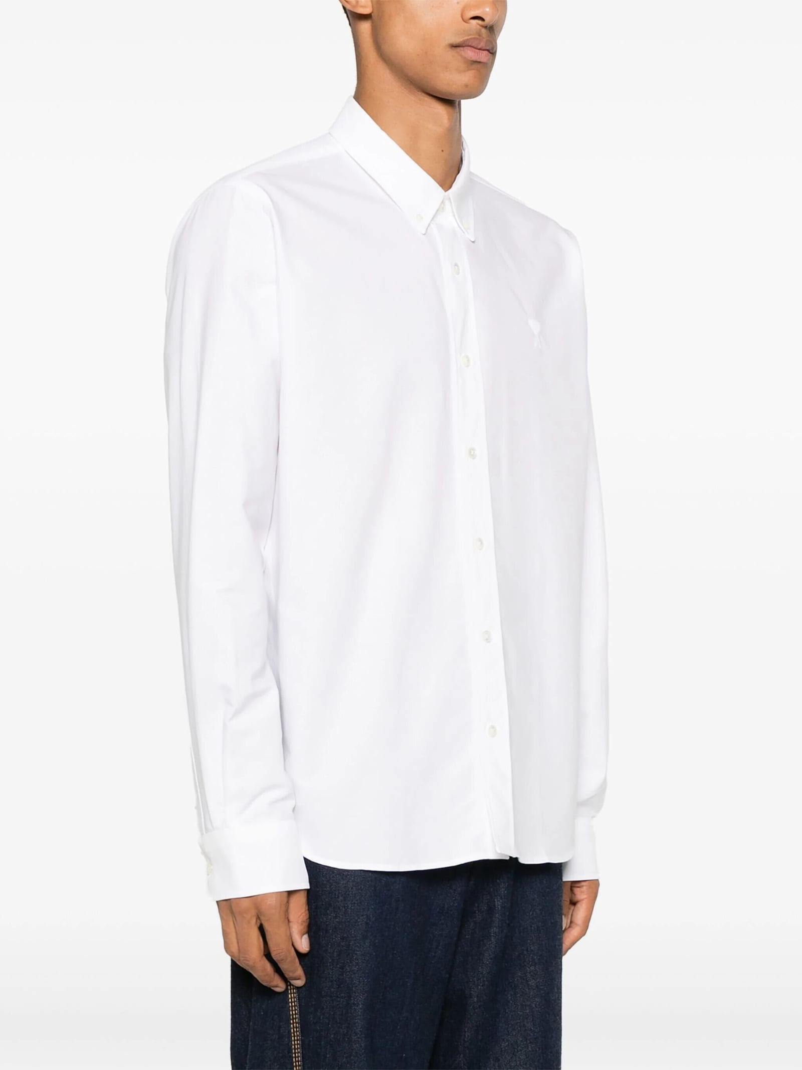 Shop Ami Alexandre Mattiussi Classic Fit Shirt In Natural White