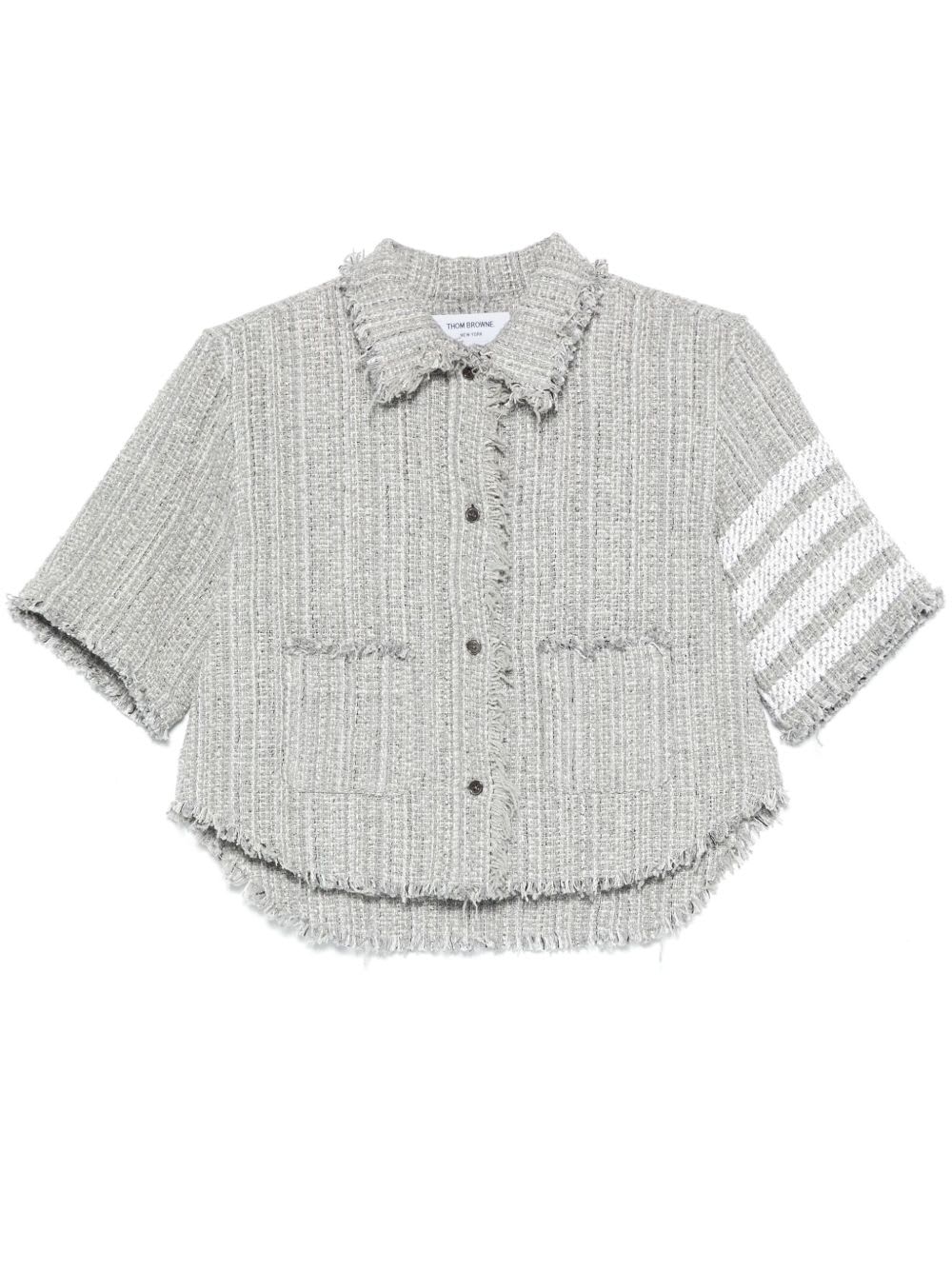 Thom Browne Shirt Cotton Blend Frayed Edges In Animal Print