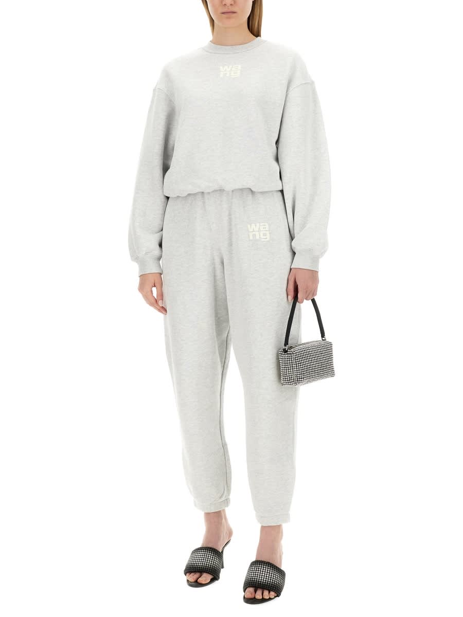 Shop Alexander Wang T Jogging Pants With Logo In Grey