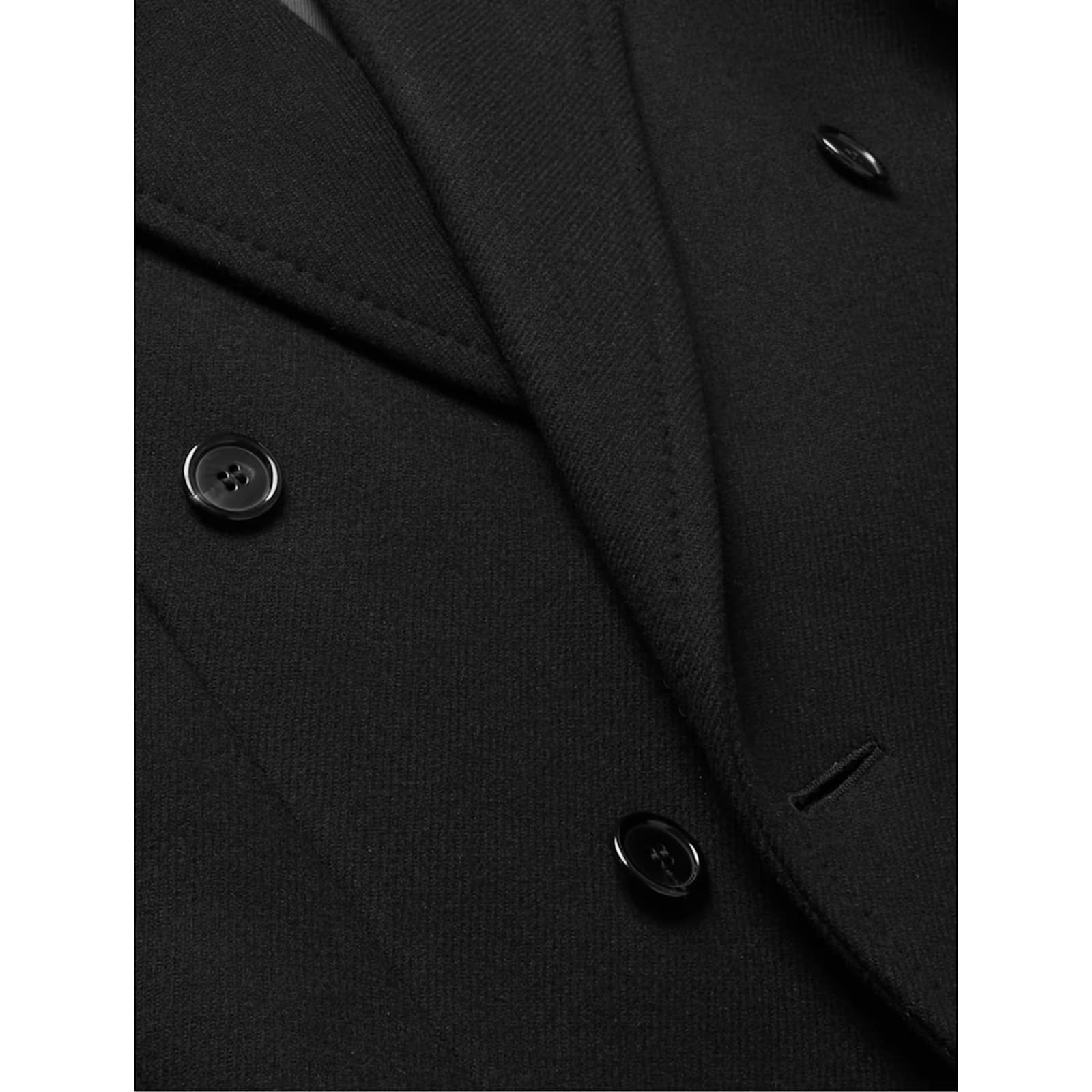 Saint Laurent Double-breasted Wool Coat With Peak Lapels And Padded Shoulders In Black