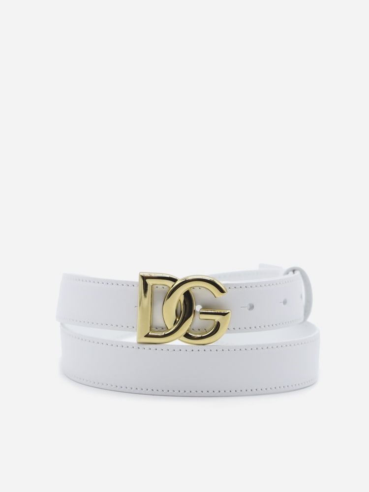 Dolce & Gabbana Leather Belt With Dg Logo