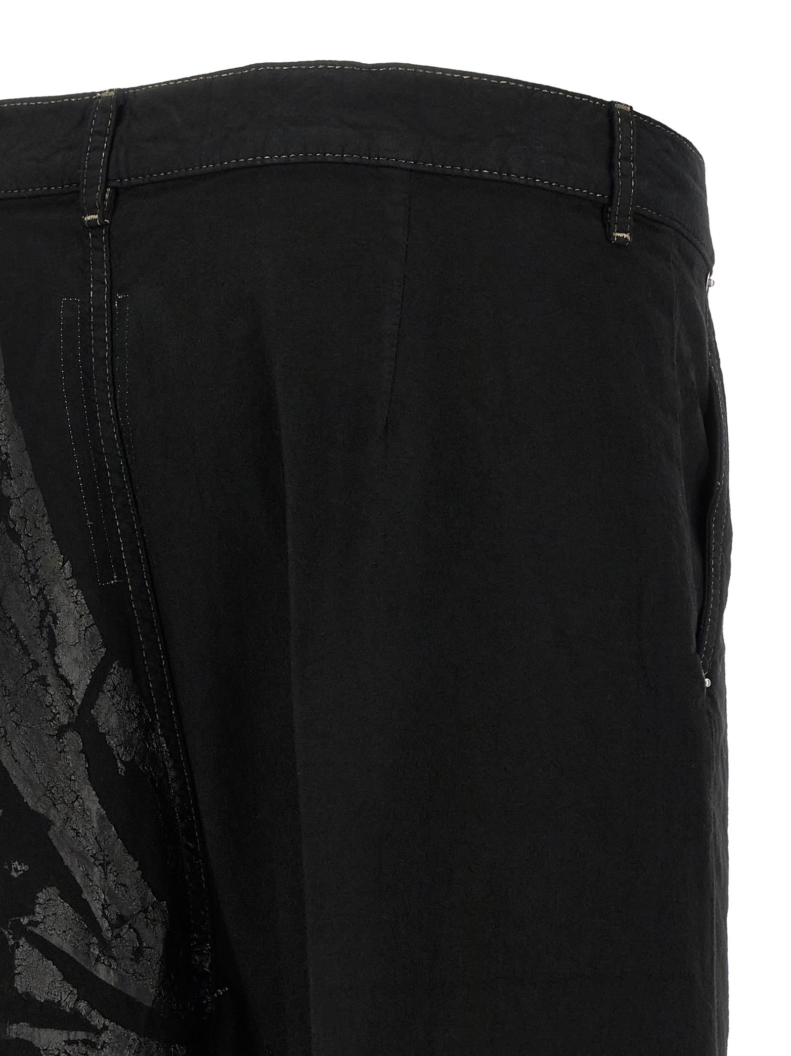 Rick Owens Casual Trousers With Frayed Detailing And Pockets In Black