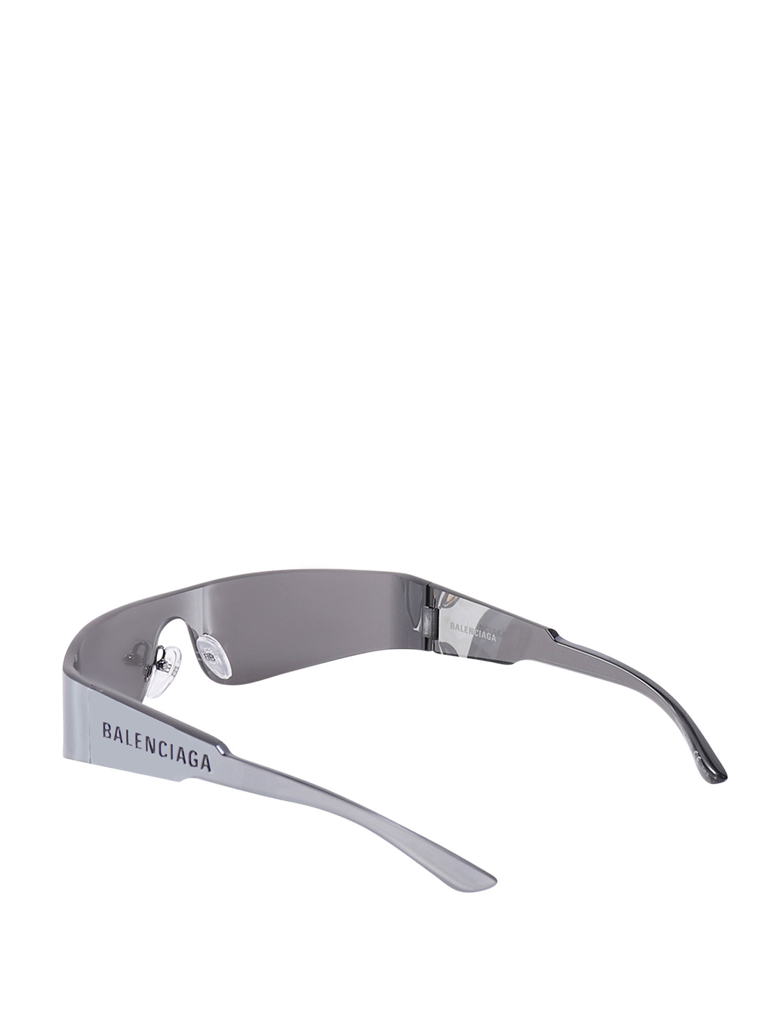 Balenciaga Silver Acetate Mono Rectangle Sunglasses In Silver