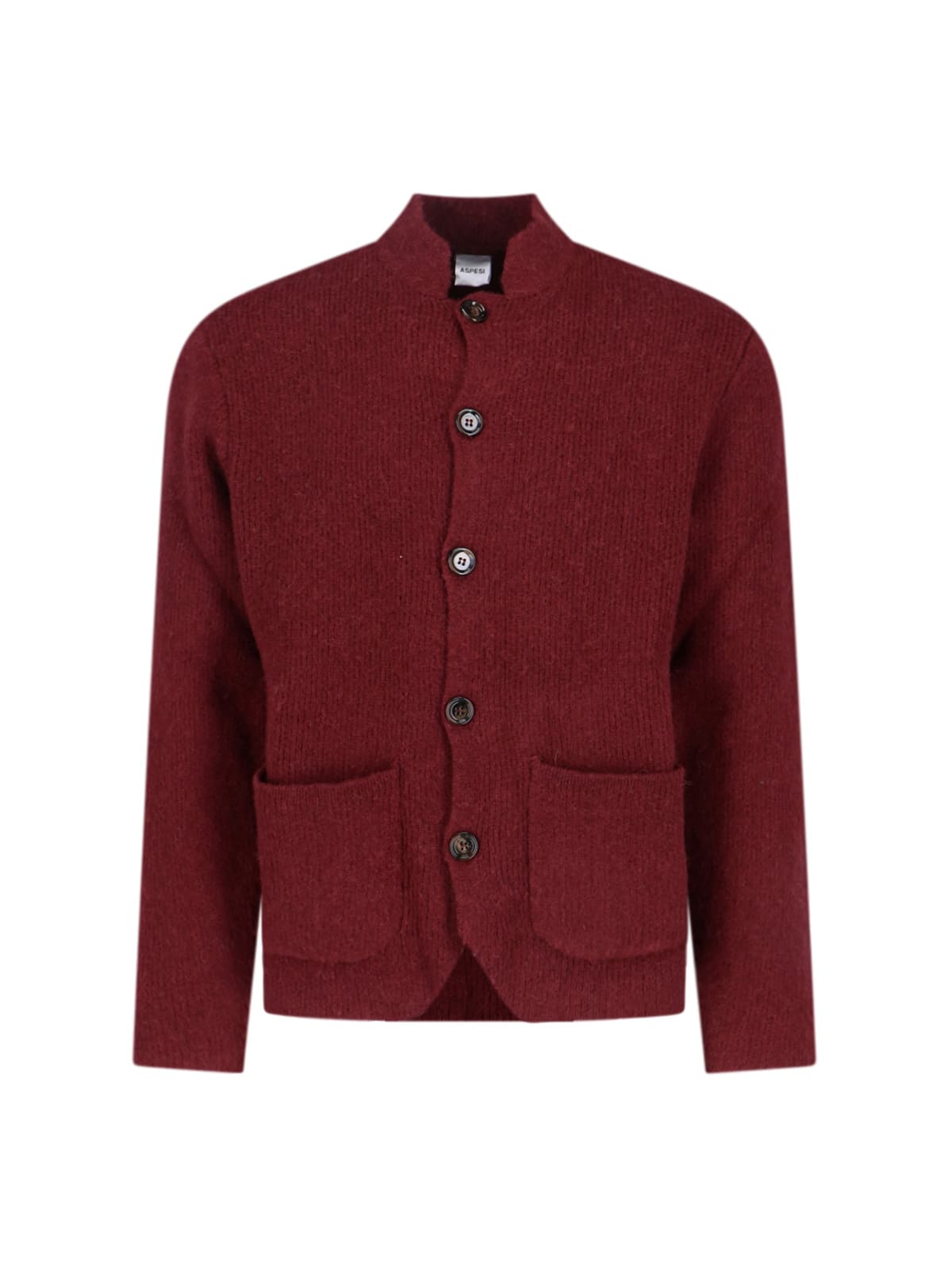 Aspesi Shetland Wool Cardigan In Red