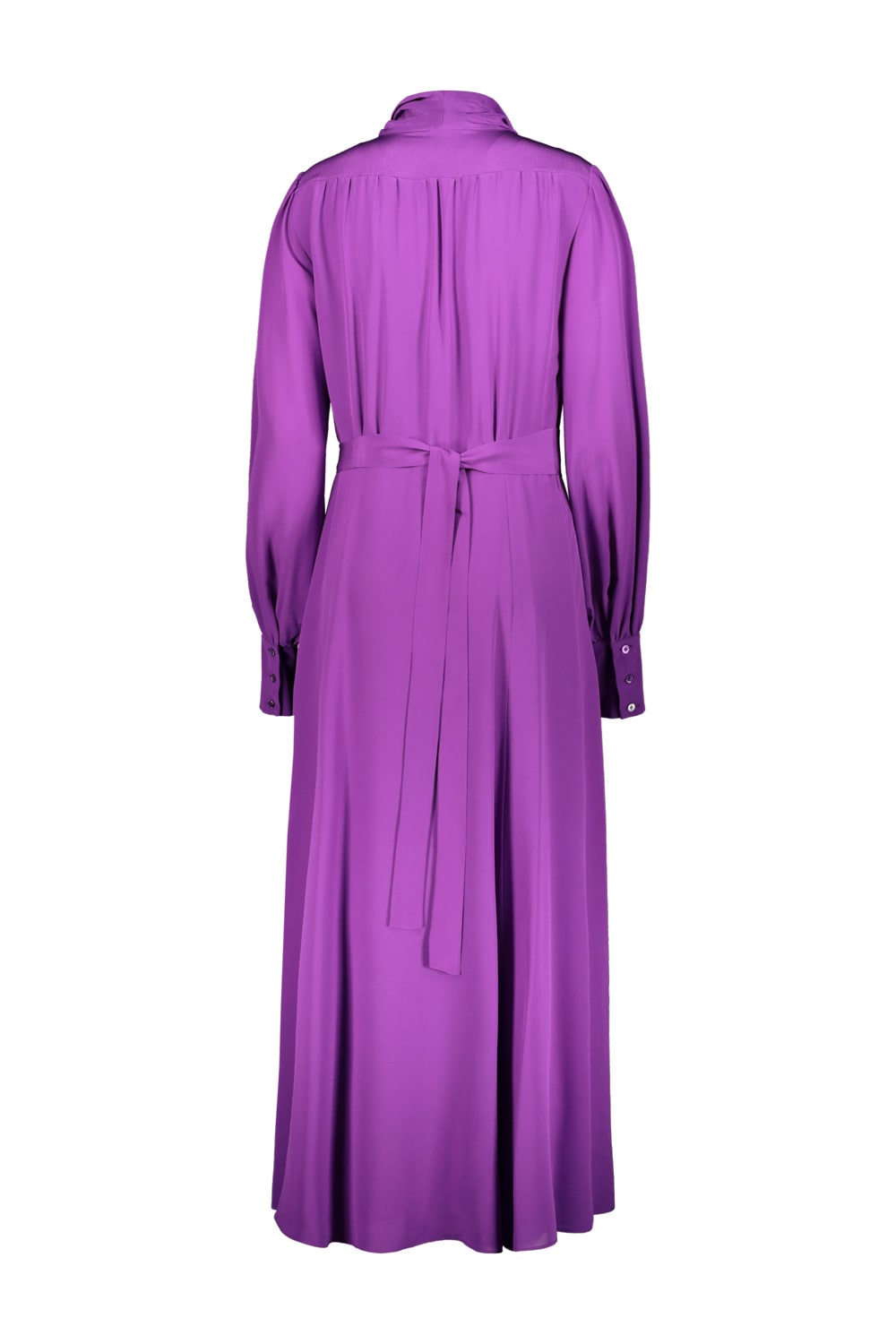 Shop Rochas Long Dress In Crepe De Chine In Briight Purple