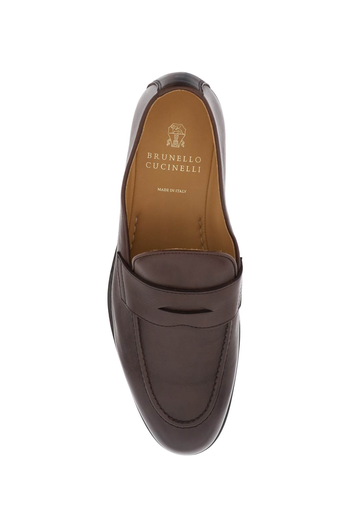 Shop Brunello Cucinelli Leather Penny Loafers