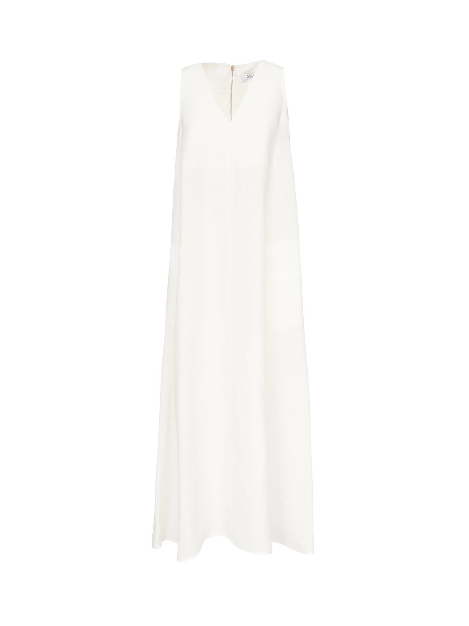 Max Mara Flared Linen Dress Simeone In White