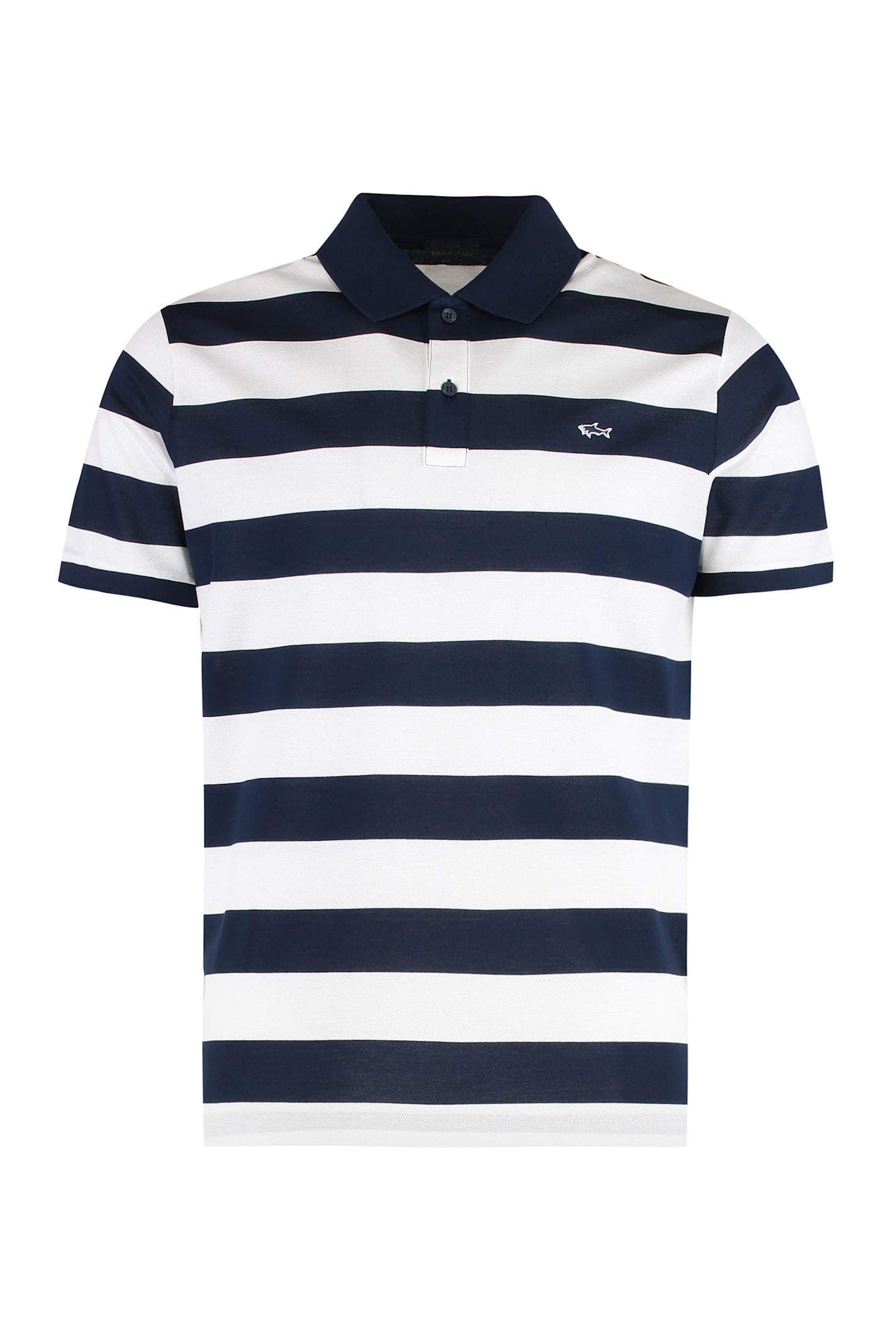 Paul&shark Striped Cotton Piqué Polo Shirt In White