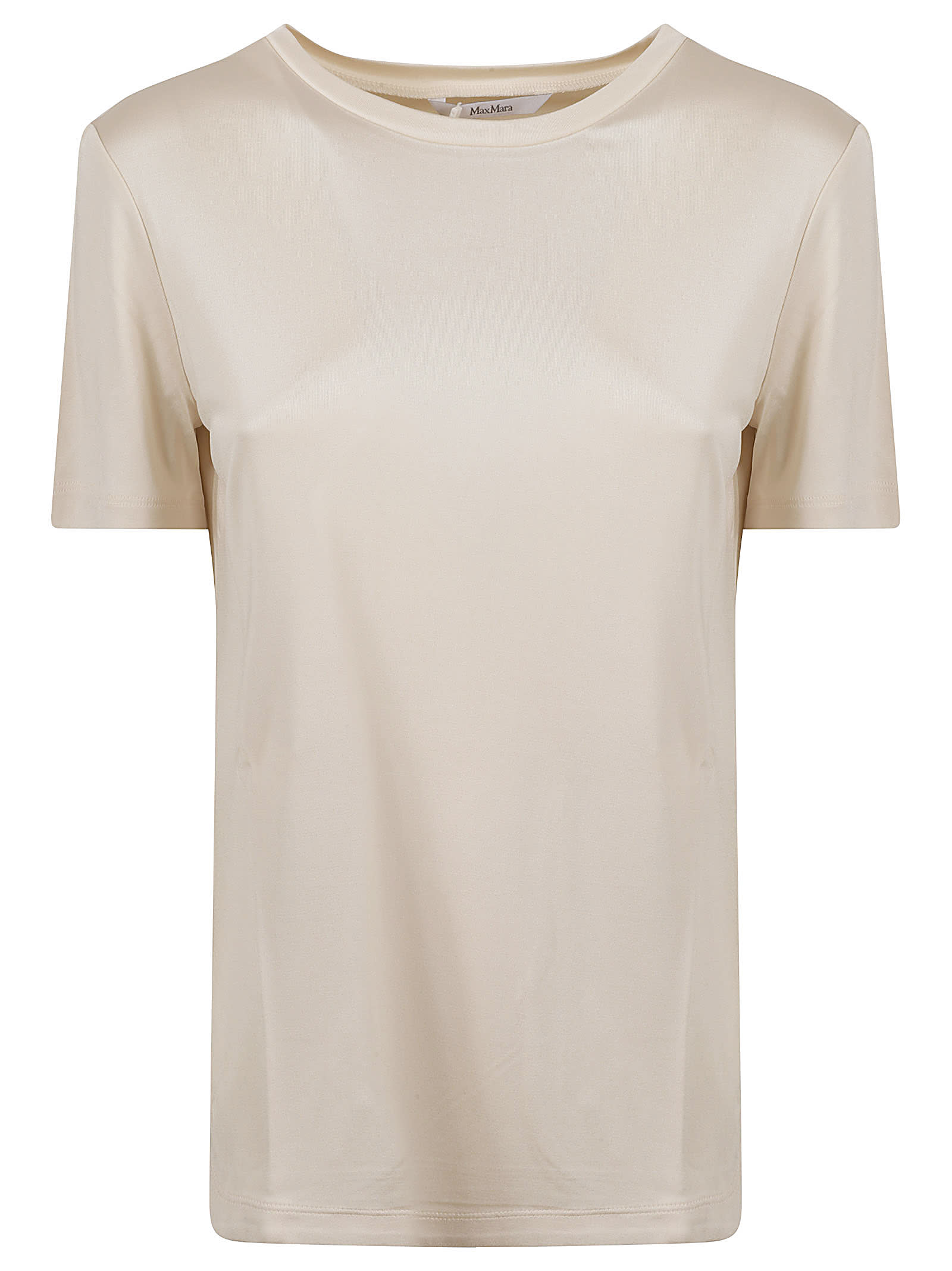 Max Mara Silk T-shirt With Classic Crew Neckline In Silk