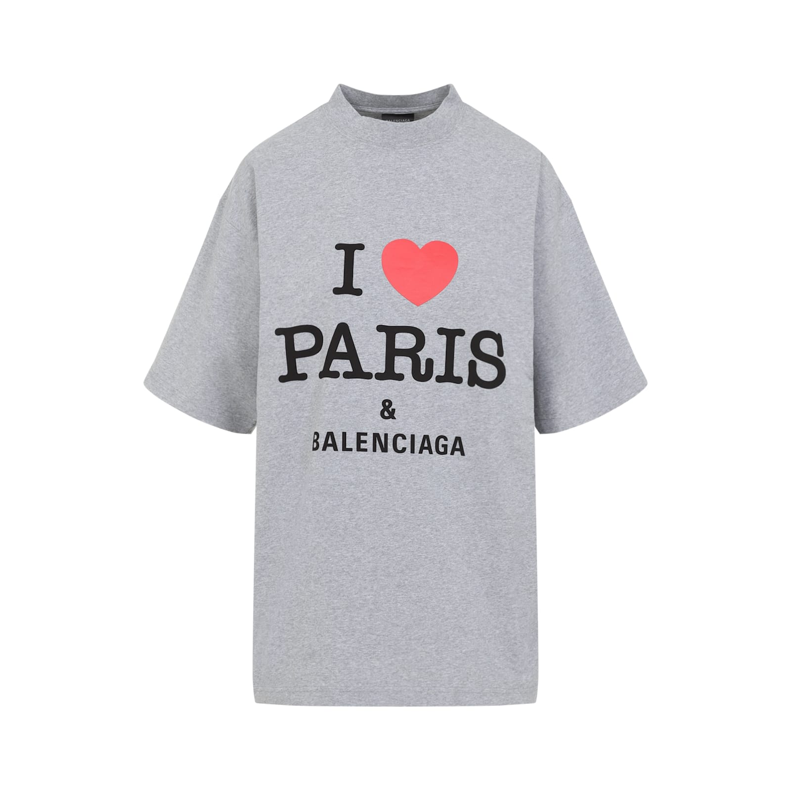 Balenciaga Grey Crewneck T-shirt With Maxi Logo Print On The Front In Cotton Woman In Heather Grey