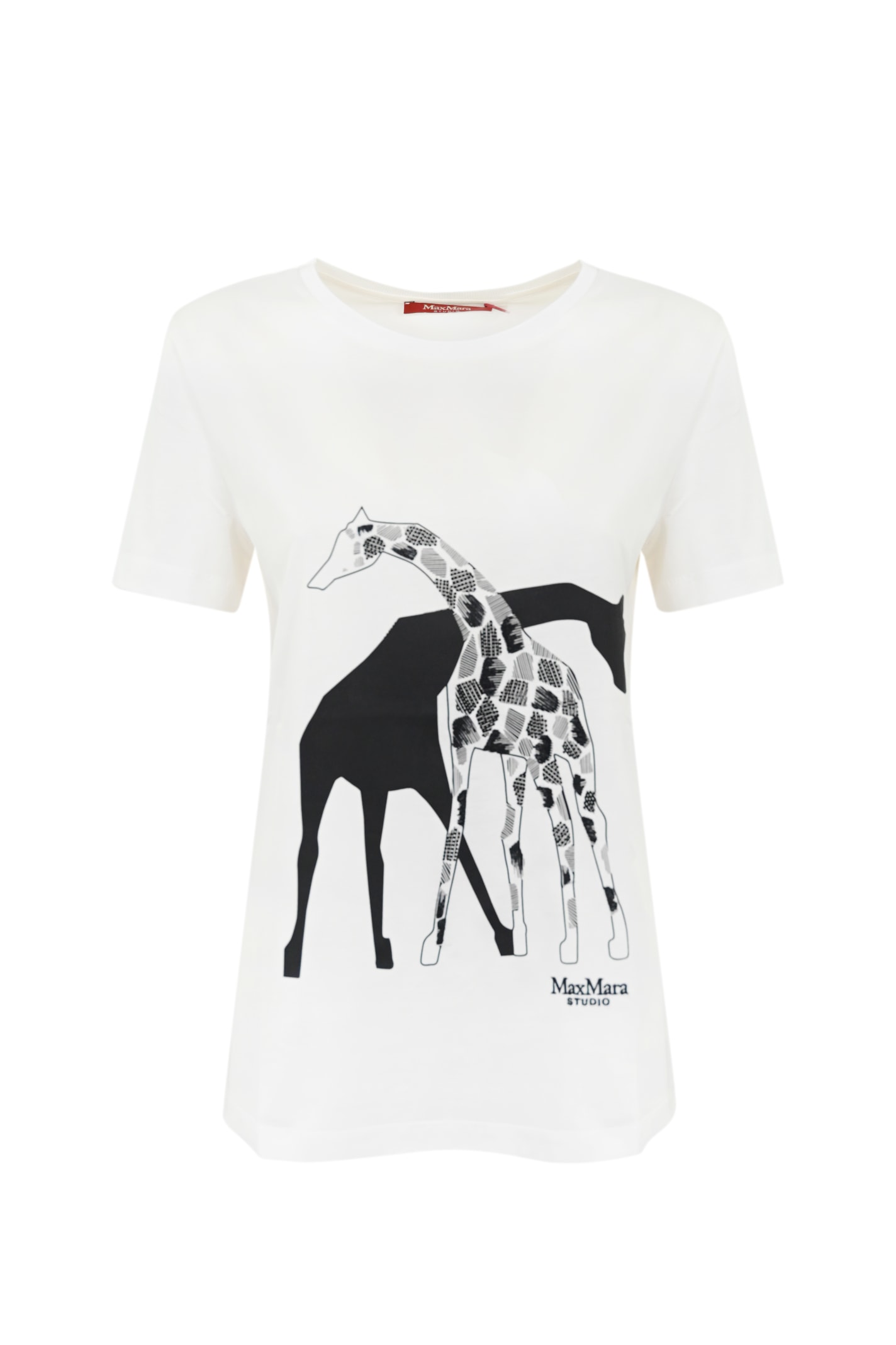 Shop Max Mara Rita Cotton T-shirt With Giraffe Print In Stampa Giraffa