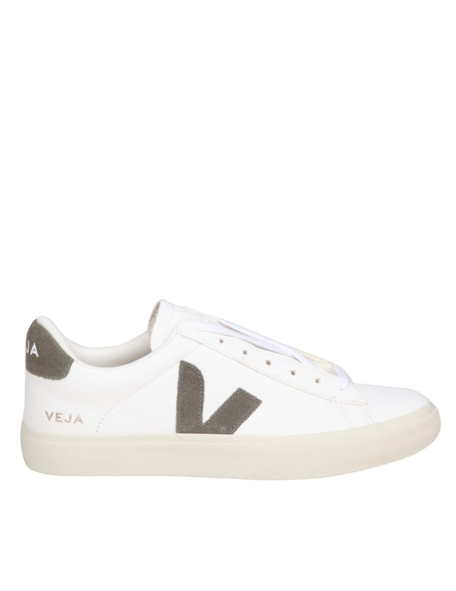 Shop Veja Campo Chromefree In White/khaki Leather In Kaki