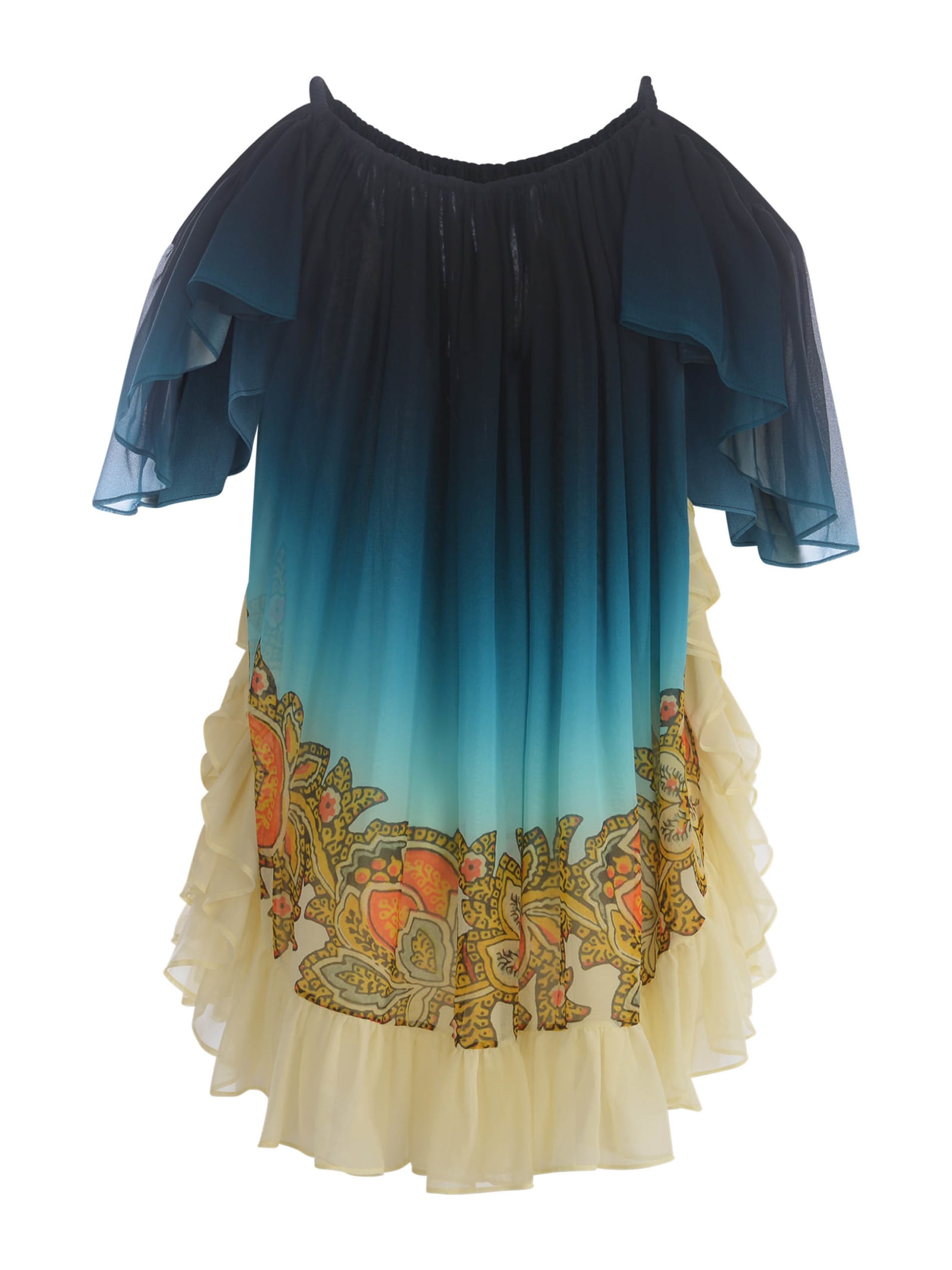 Etro Silk Dress In Azzurro