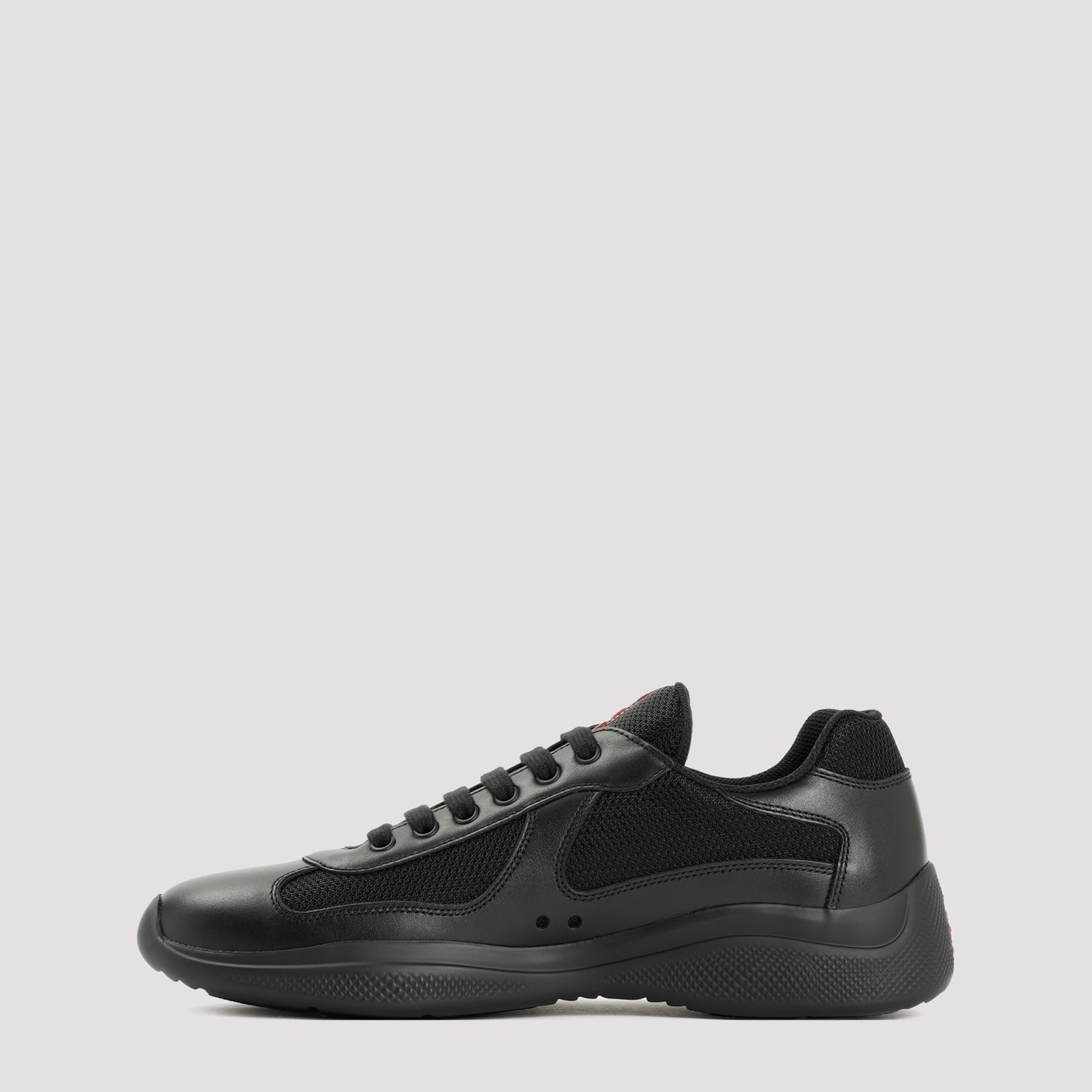 Prada Fabric And Leather America S Cup Sneakers In Nero
