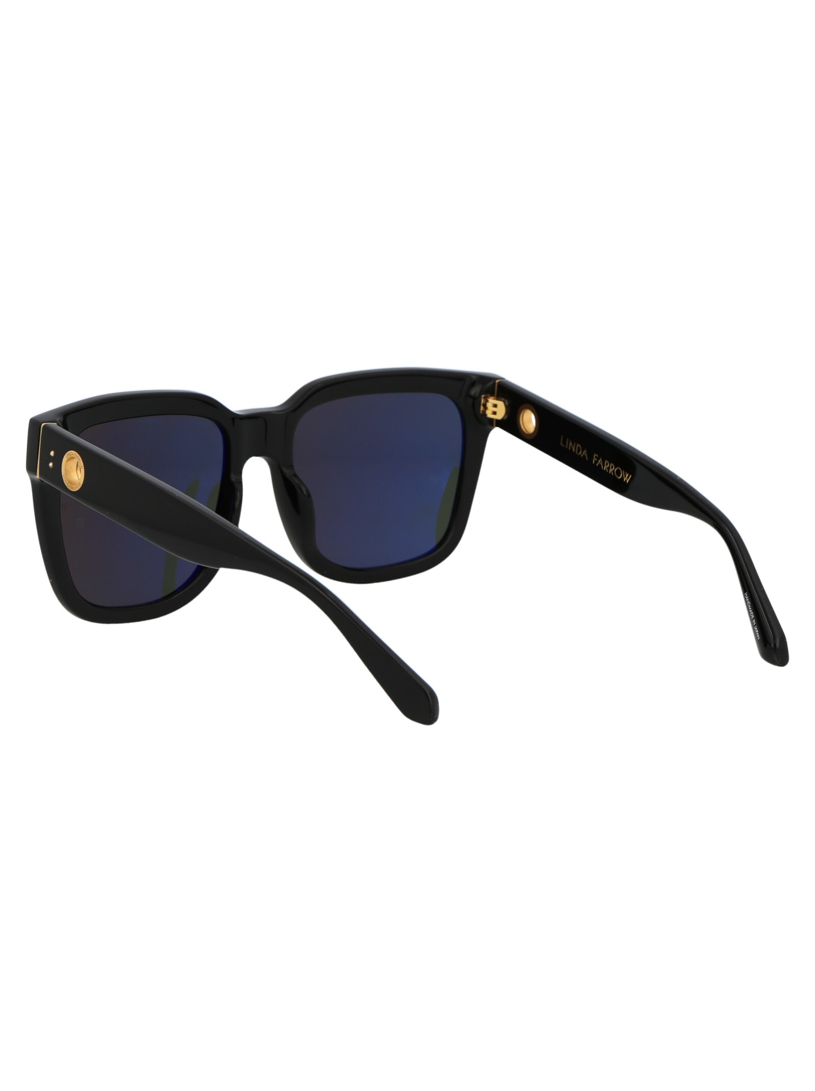 Shop Linda Farrow Freya Sunglasses In Black/yellow Gold/solid Black