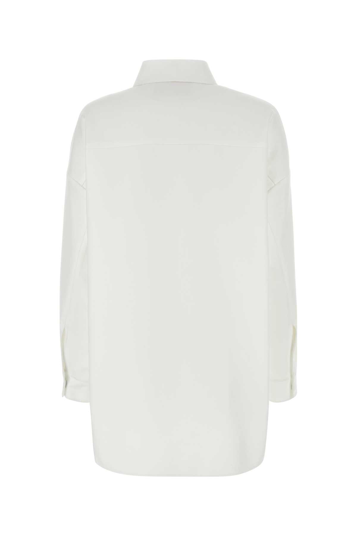 Shop Valentino White Cotton Blend Oversize Shirt In Bianco