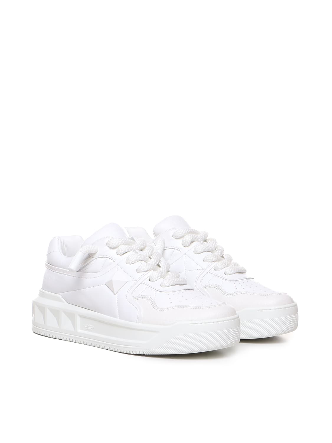 Shop Valentino One Stud Xl Sneakers In Calfskin In White