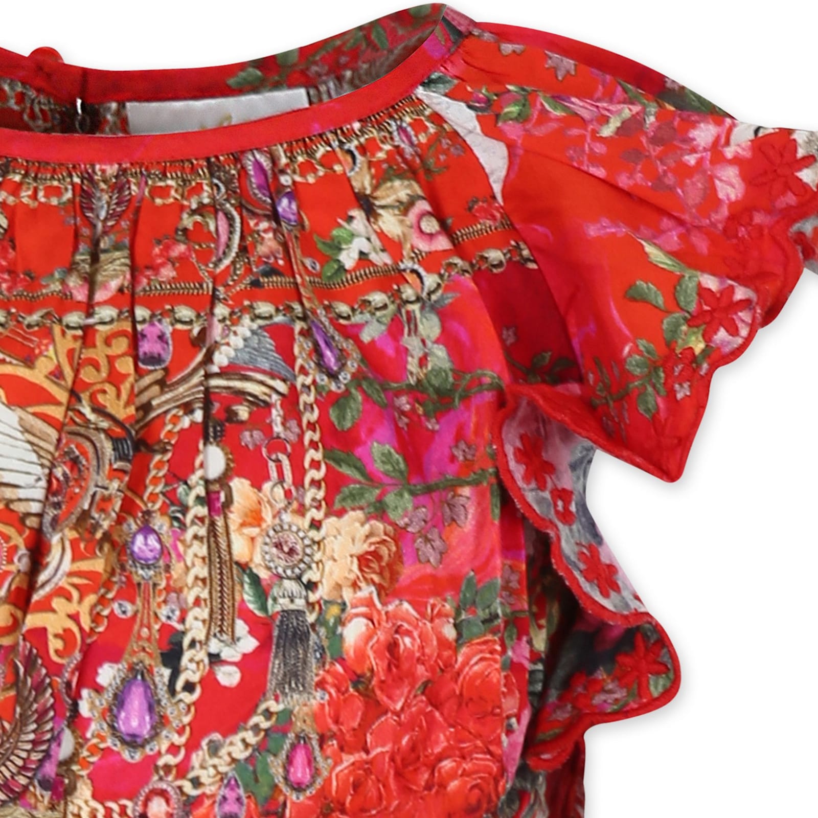 Camilla Frilled-sleeve Blouse In Red