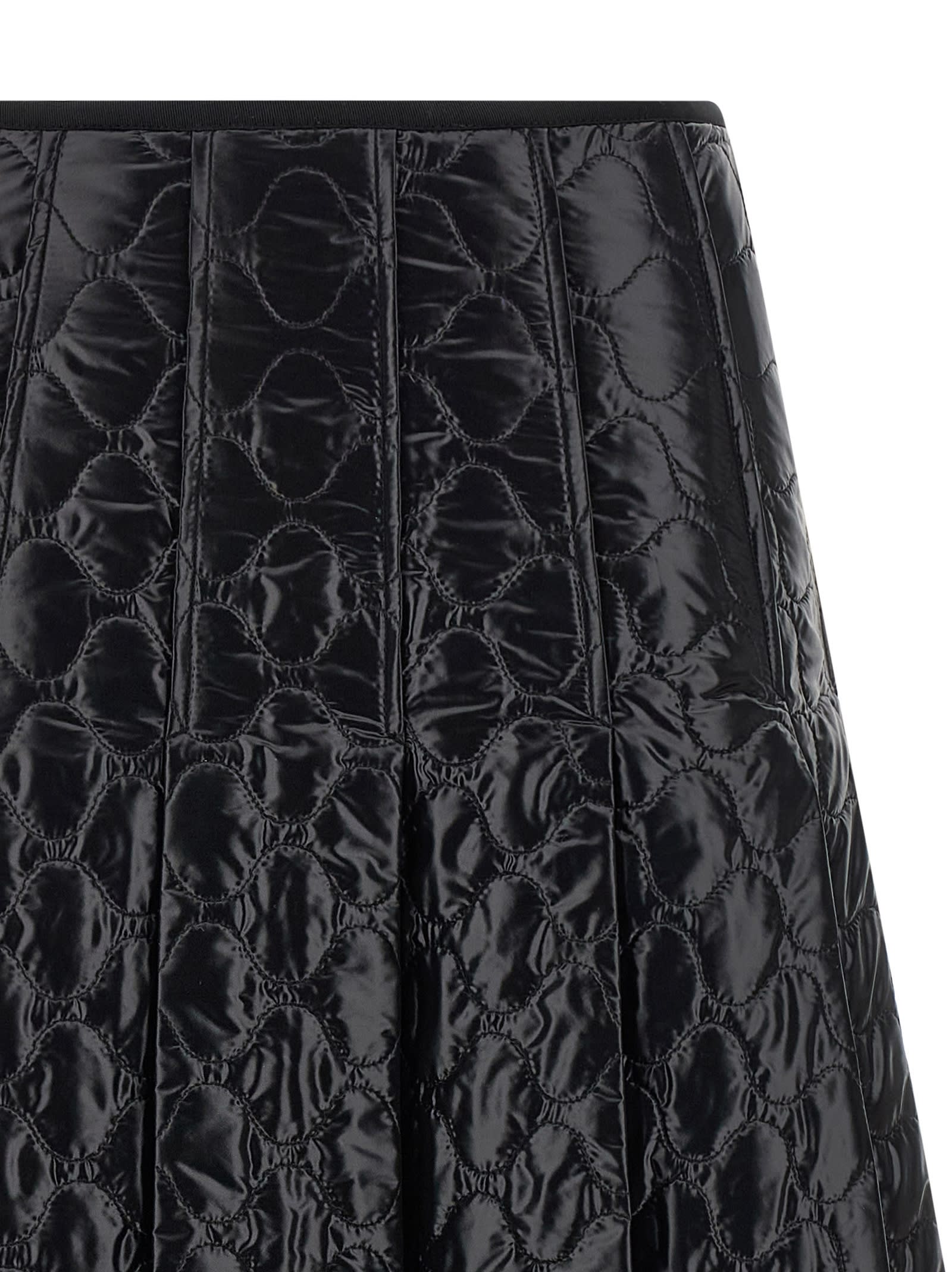 Moncler Quilted Pleated Midi Skirt In Black