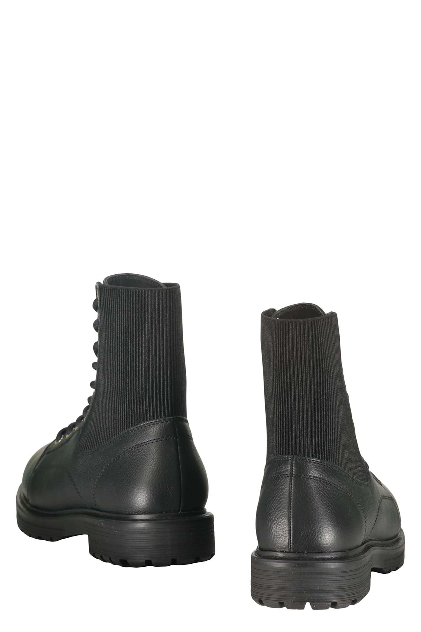 Diesel High Boot Man Black Leather Elegant In Black