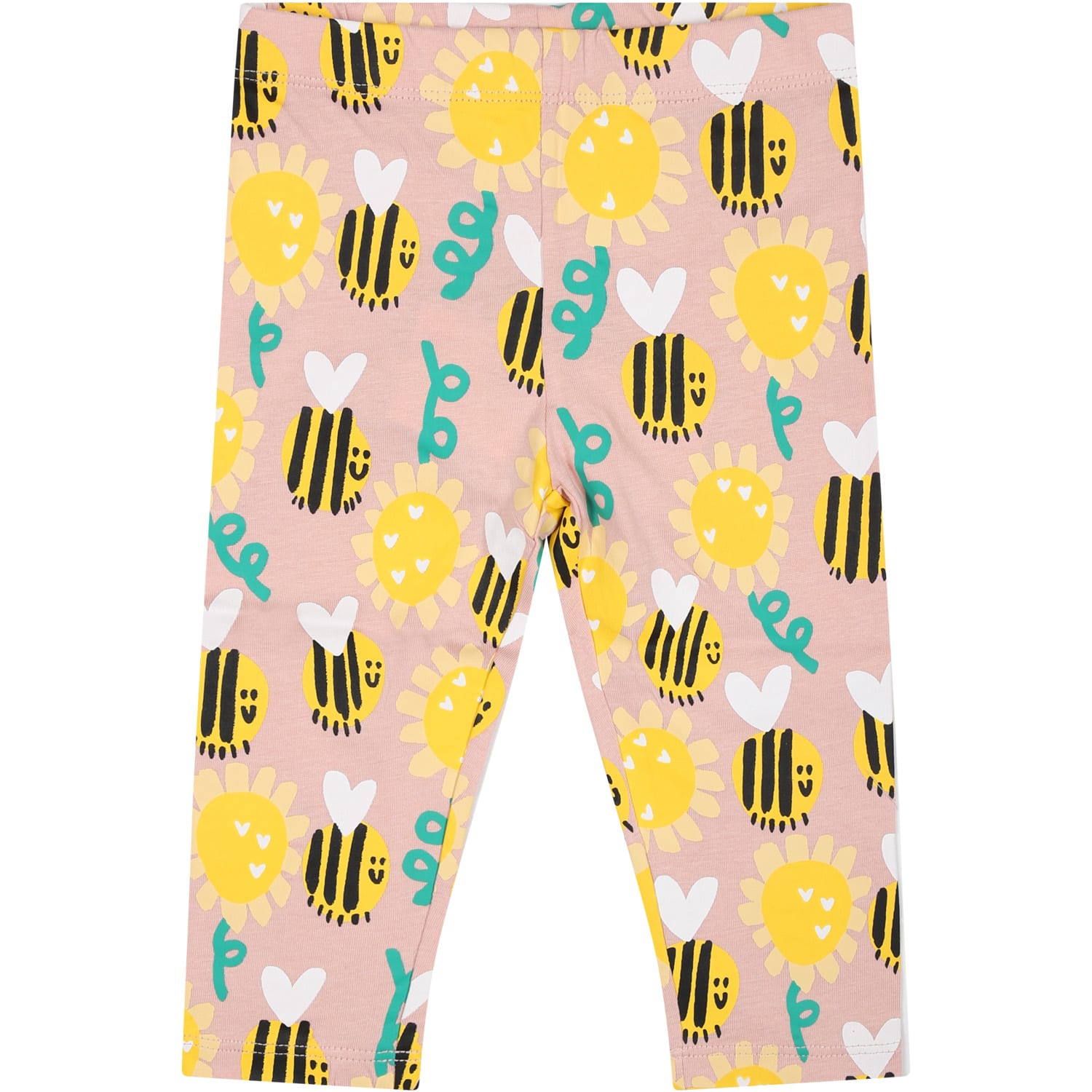 Shop Stella Mccartney Pink Leggings For Baby Girl With All-over Bee Print