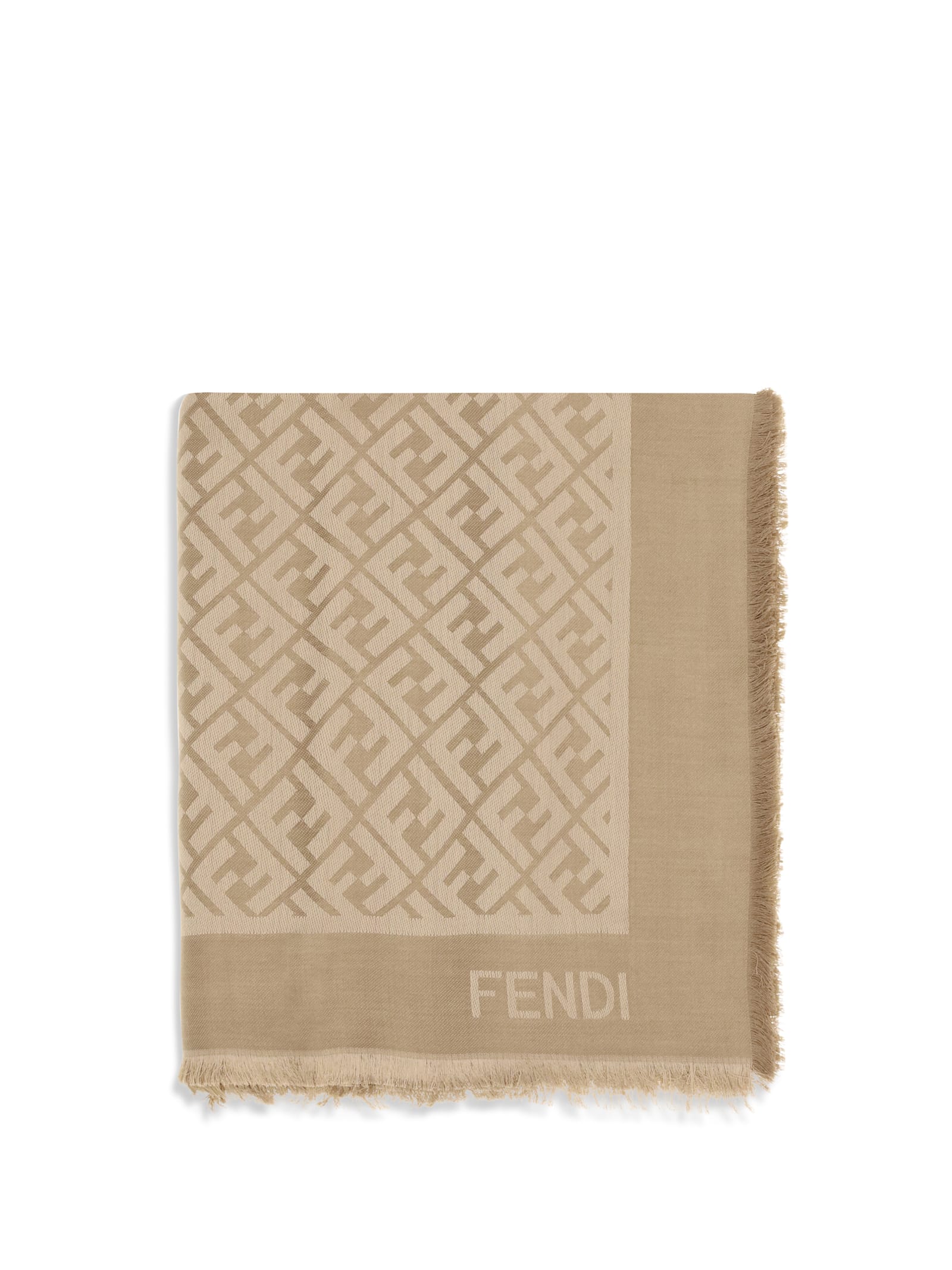 Fendi Silk Ff Shawl In Brown