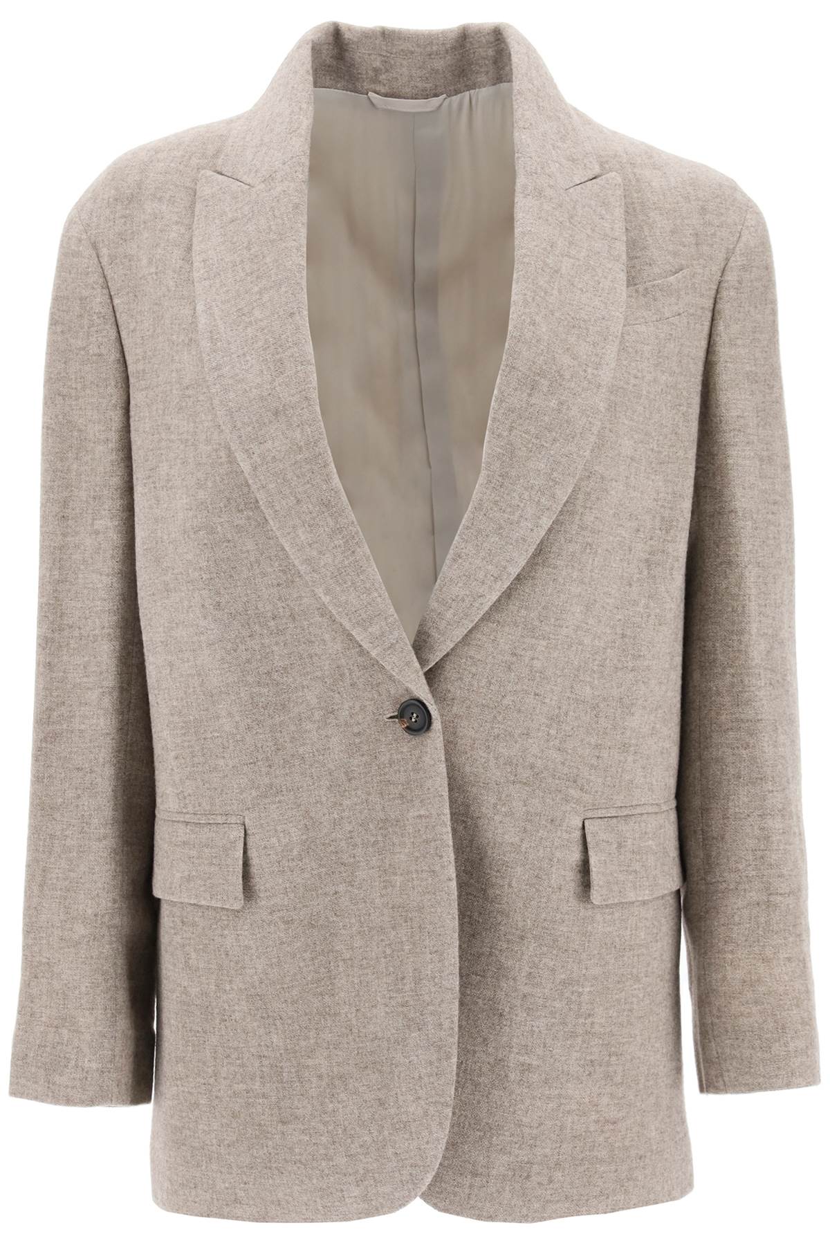 BRUNELLO CUCINELLI YAK CANVAS SINGLE-BREASTED JACKET