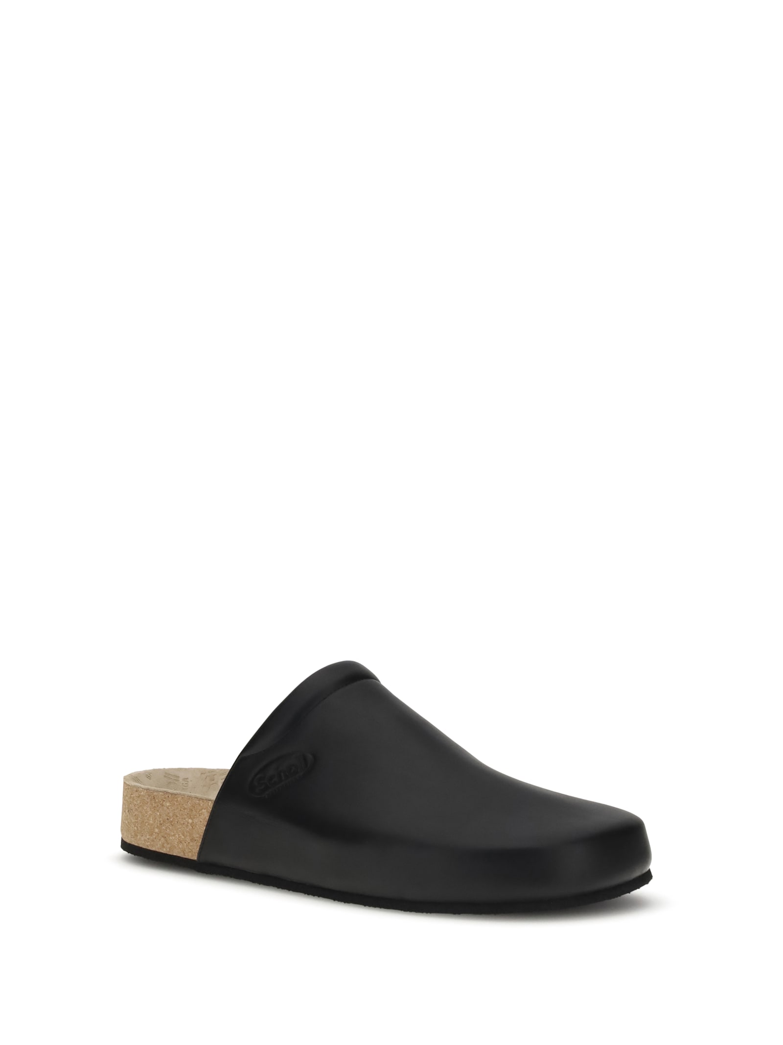 Balenciaga Men Leather Mules With Cork Insole