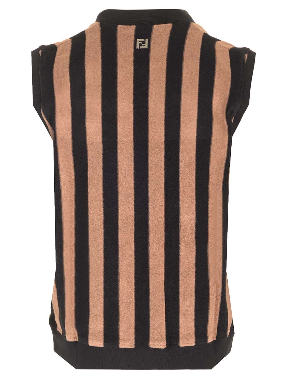 Shop Fendi Pequin Terry Vest In Brown