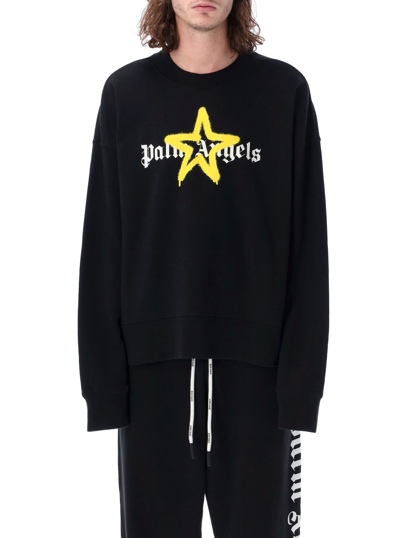 Palm Angels Black T-shirt With Yellow Star Size XL 