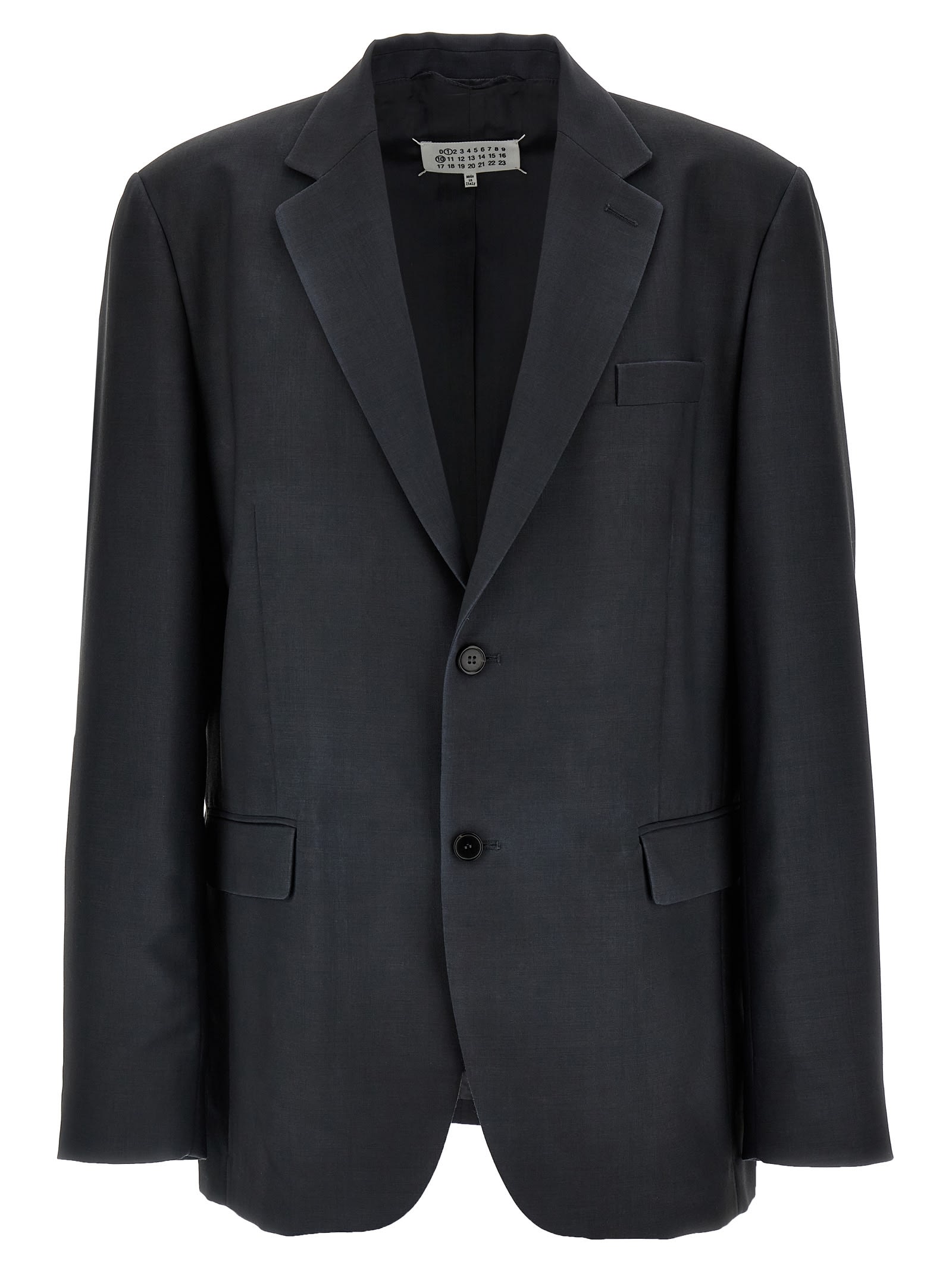 Shop Maison Margiela Single-breasted Mohair Blazer In Grey