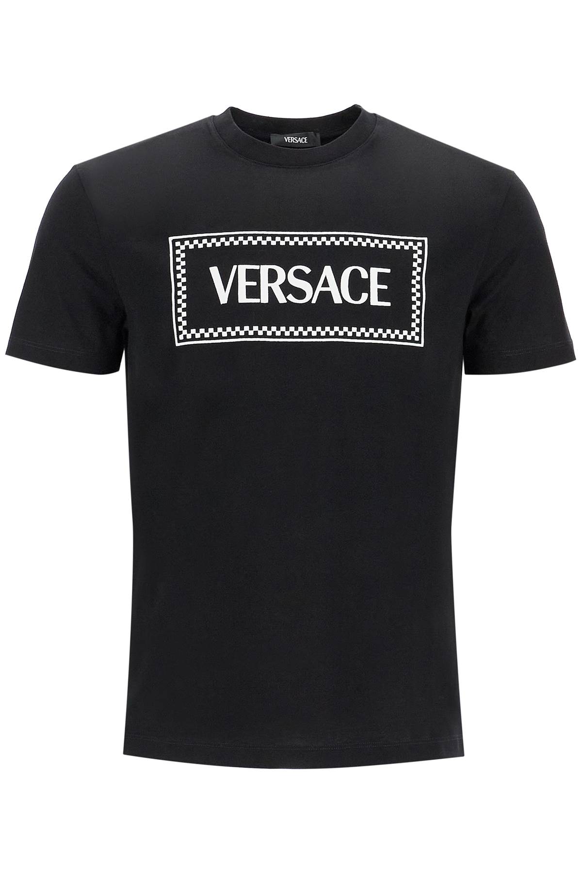 Shop Versace Embroidered Logo T-shirt In Black (black)