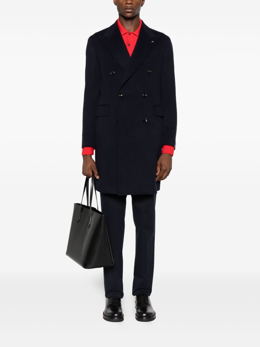 Tagliatore Double-breasted Cashmere Coat In Blue