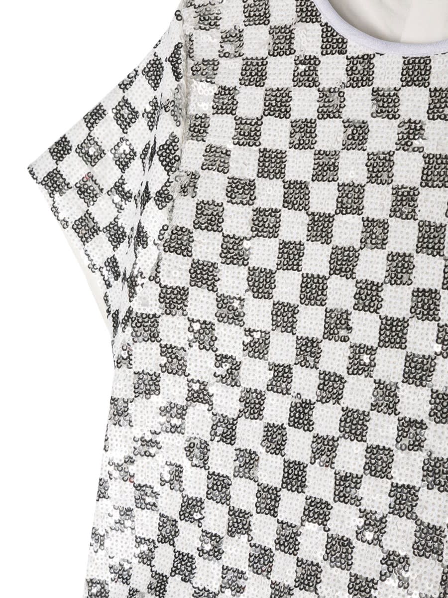 Michael Kors Sequin Embellished Checkerboard Top In Multicolour