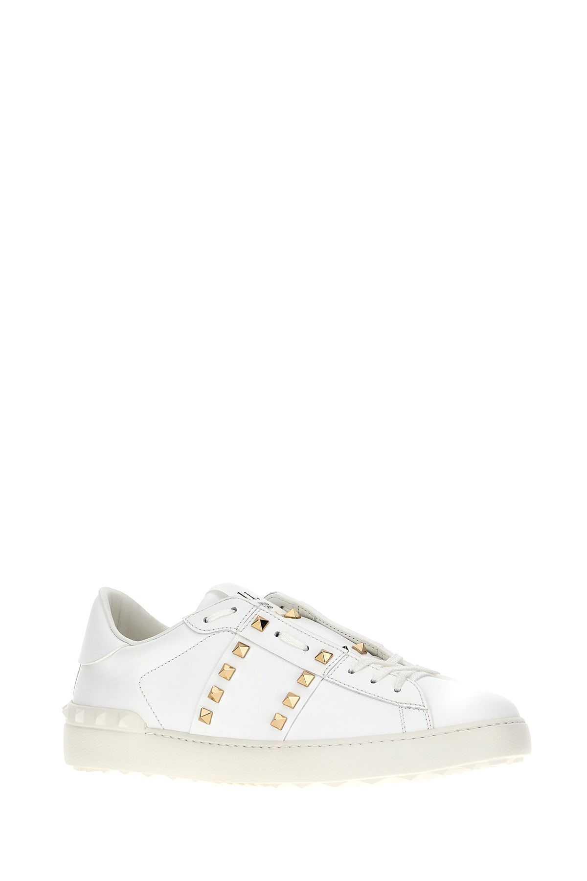 VALENTINO GARAVANI WHITE LEATHER ROCKSTUD SNEAKERS 