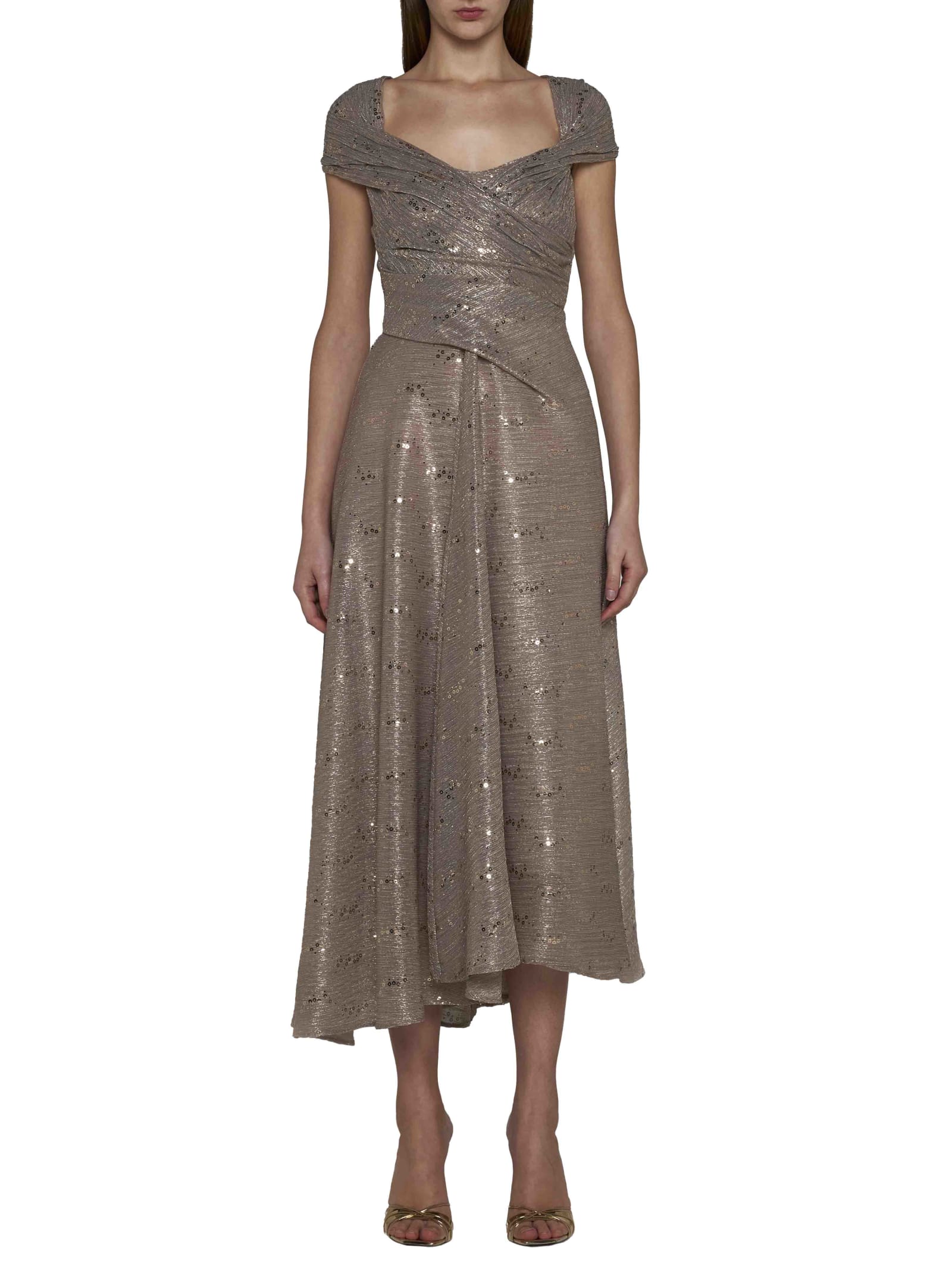 Shop Talbot Runhof Dress In Icegold