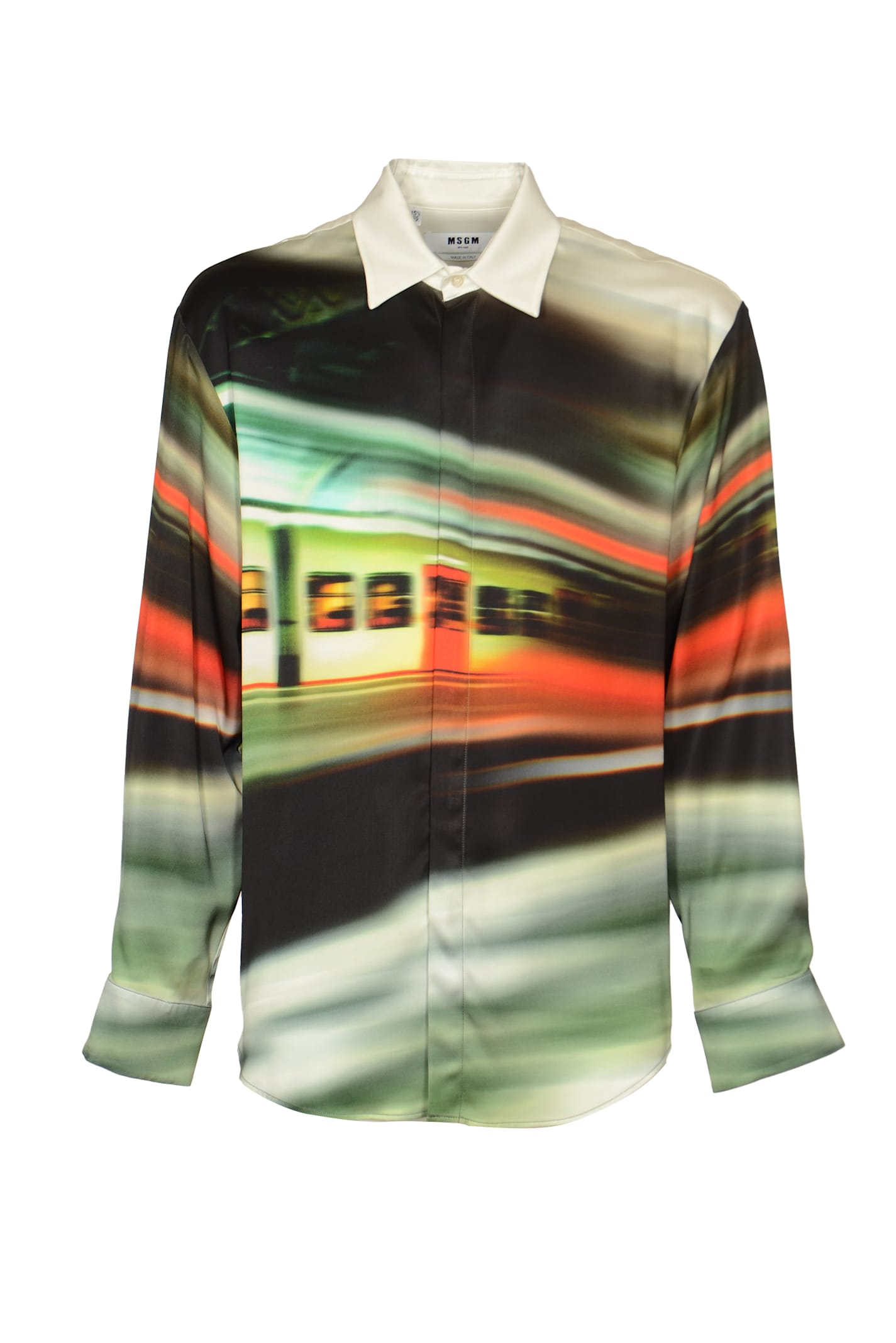 Shop Msgm Round Hem Printed Shirt In Multicolor