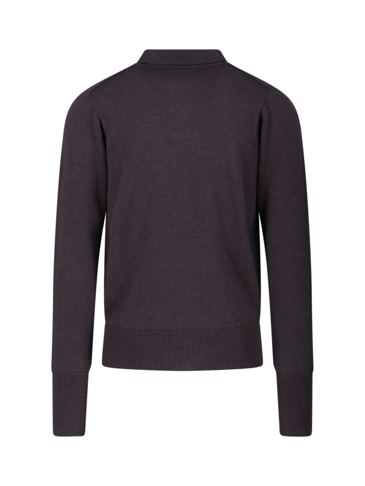 Studio Nicholson Classic Brown Knit Sweater With Ribbed Cuffs And Hem In Blue