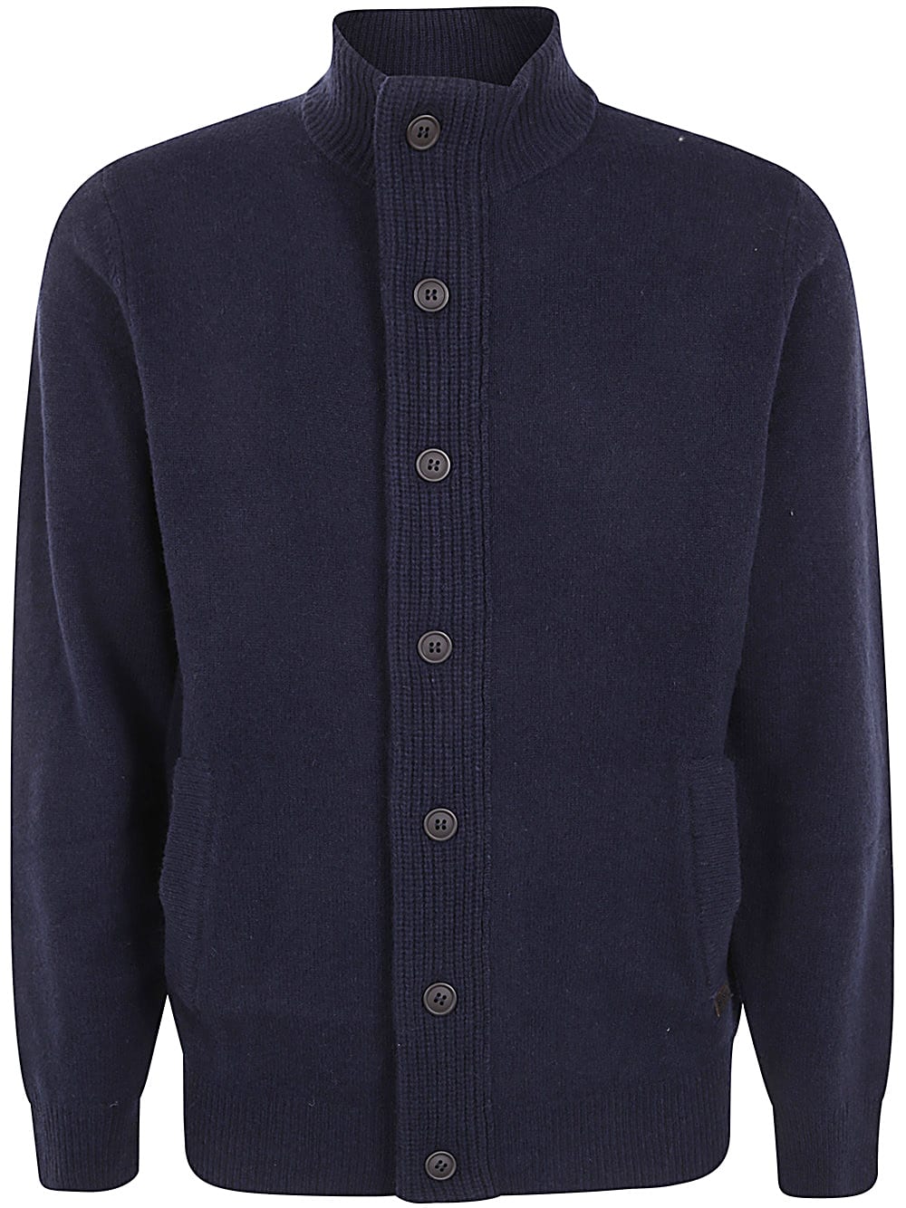 Shop Barbour Essential Patch Zip Through Knitwear In Navy