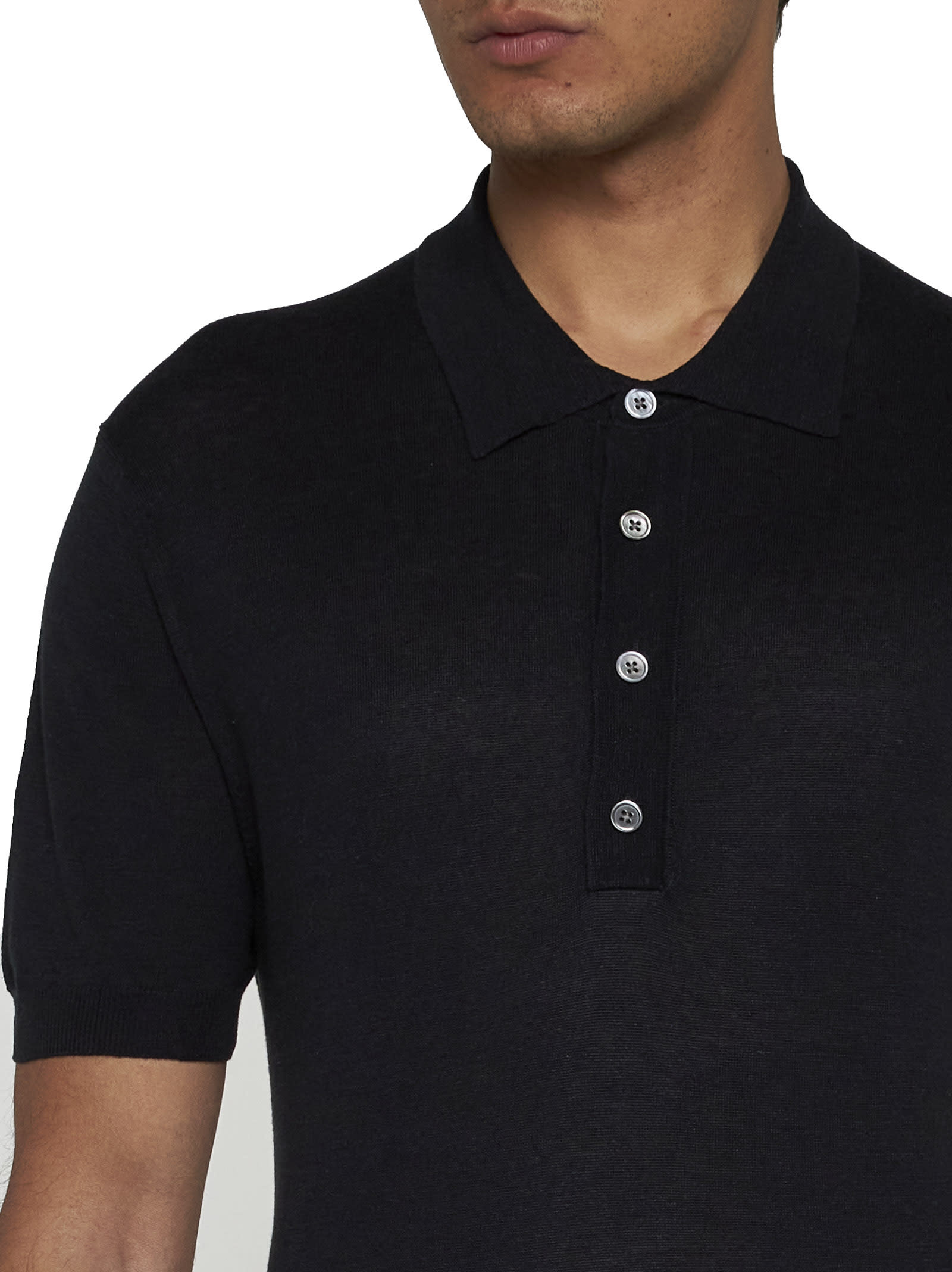 Shop Low Brand Polo Shirt In Jet Black