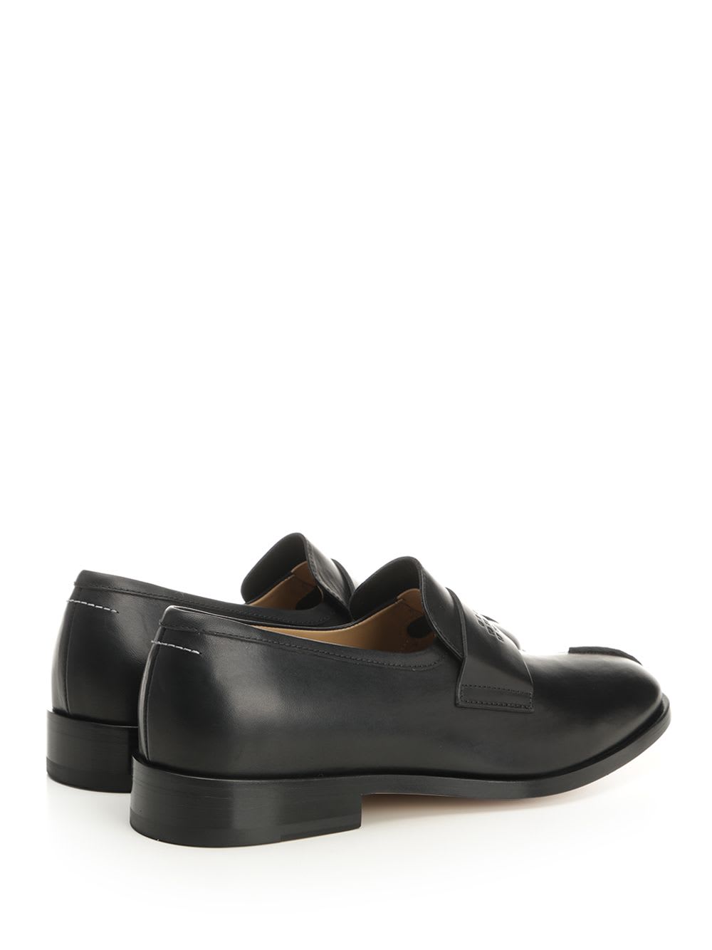 Mm6 Maison Margiela Tabi Leather Slip-on Shoes In Black