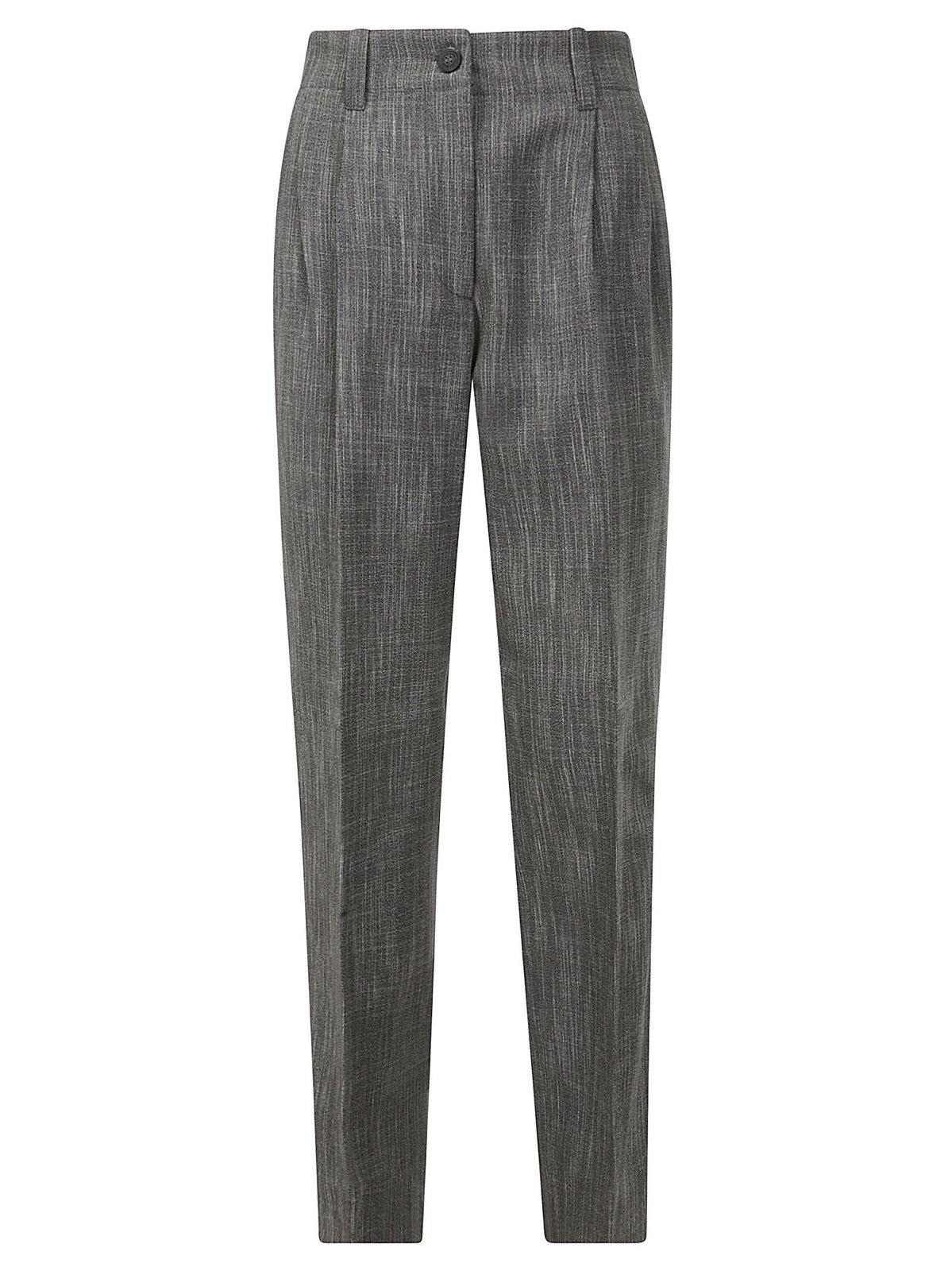 Shop Golden Goose High-waist Tapered-leg Tailored Trousers In Grey White