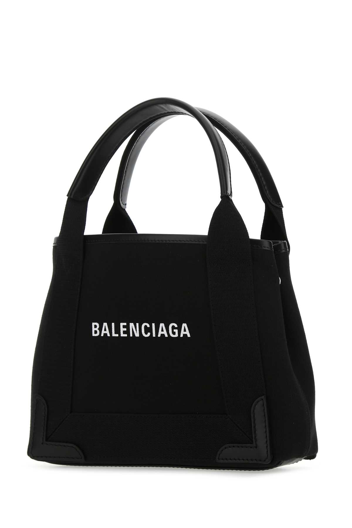 Shop Balenciaga Black Fabric Navy Cabas Xs Handbag In 1000