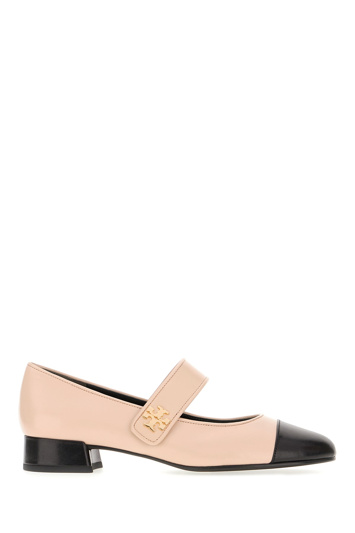 Shop Tory Burch Two-tone Leather Mary Jane Ballerinas In Rose Pink Perfect Black