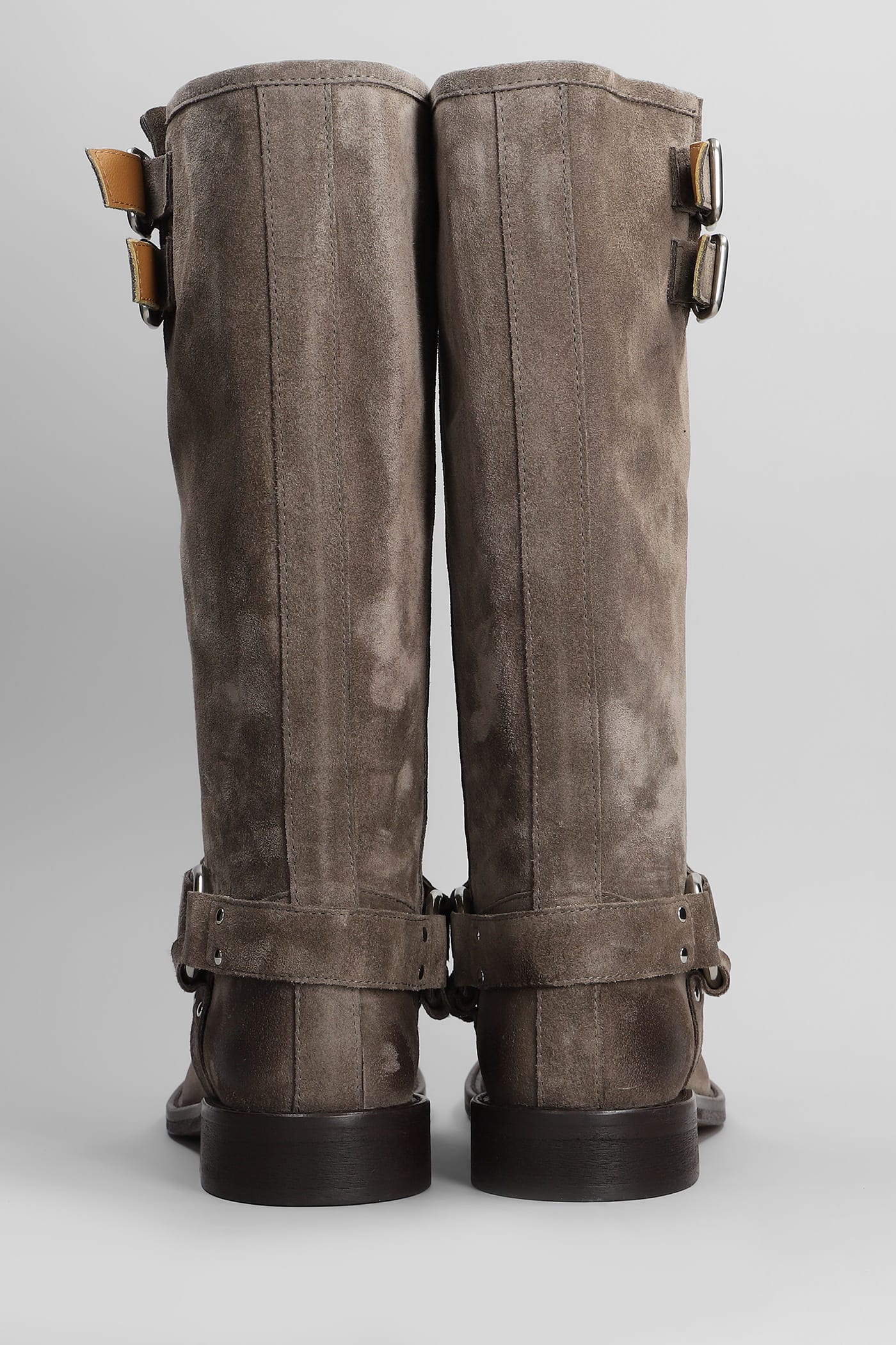 VIA ROMA 15 LOW HEELS BOOTS IN TAUPE SUEDE