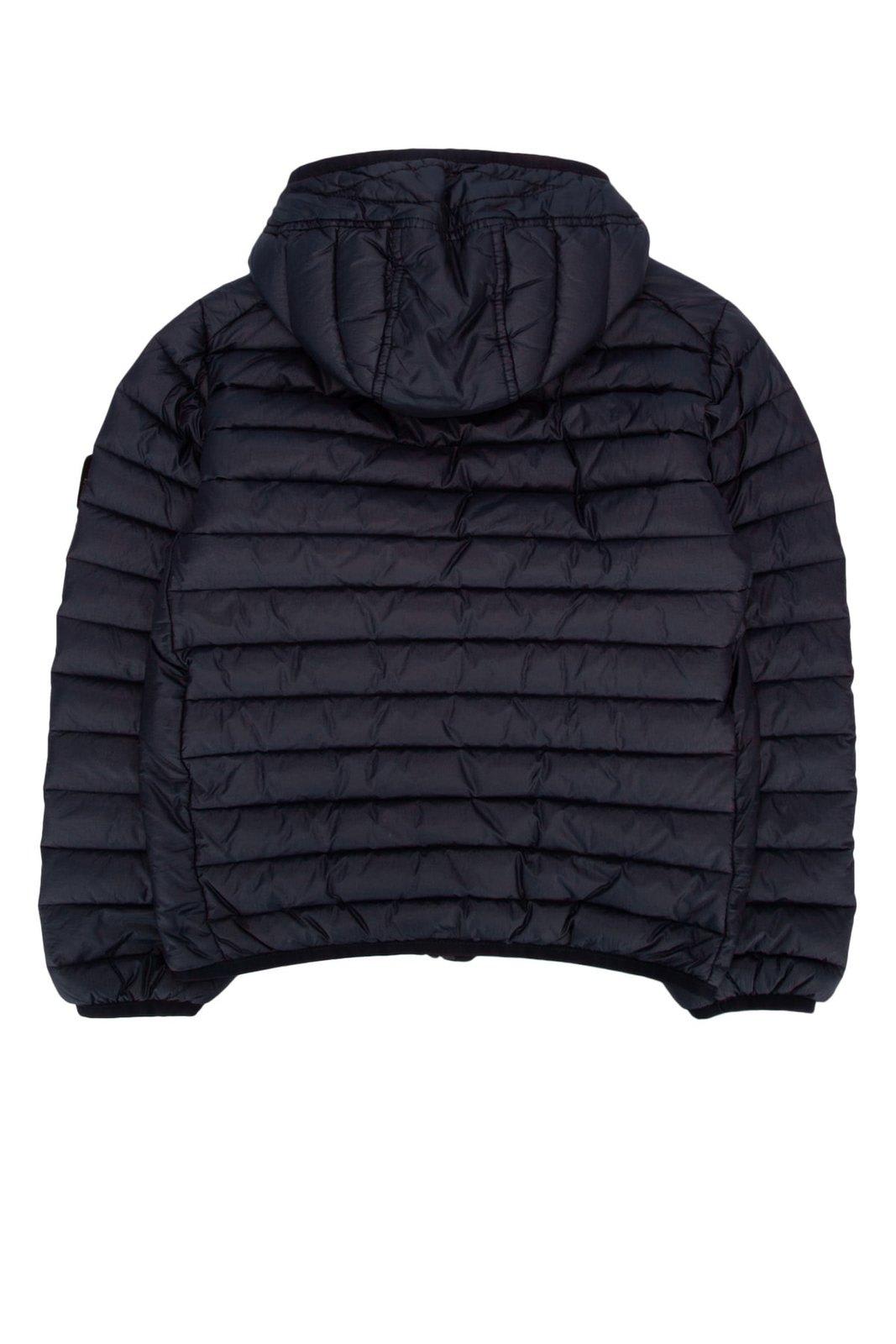 Shop Stone Island Junior Compass-motif Zipped Padded Jacket In Navy Blue