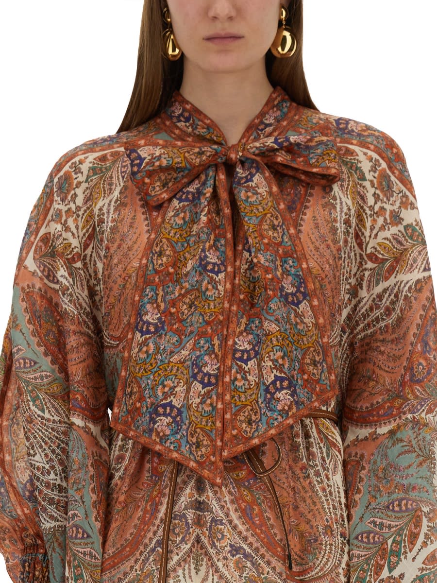 Zimmermann Layered Multicolour Dress With Paisley Patterns In White