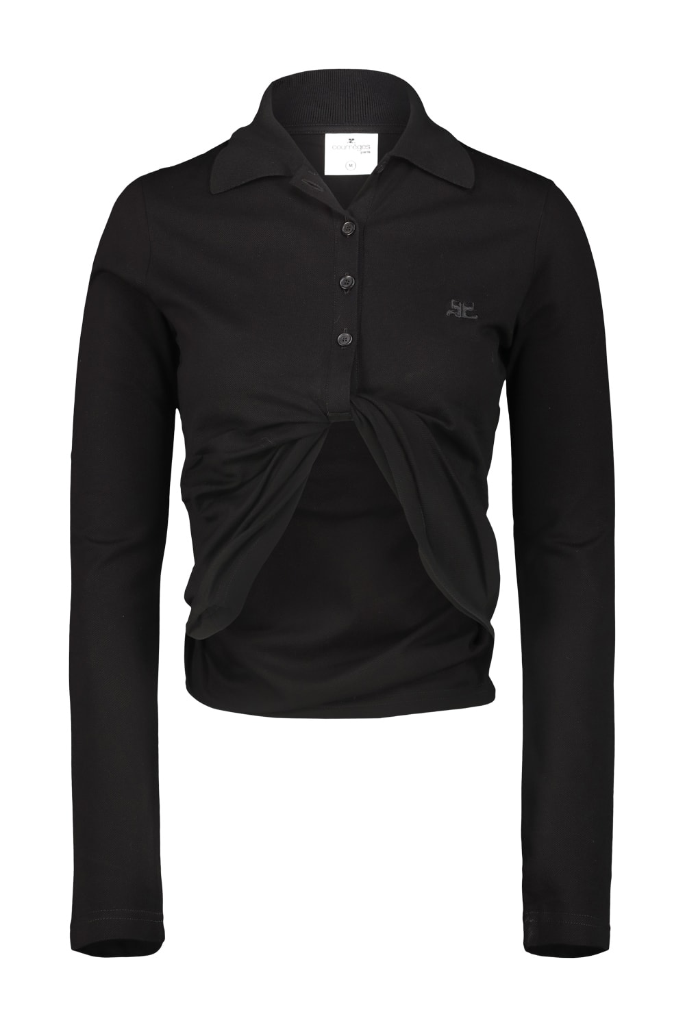 Shop Courrèges Polo Twist Pique Crop