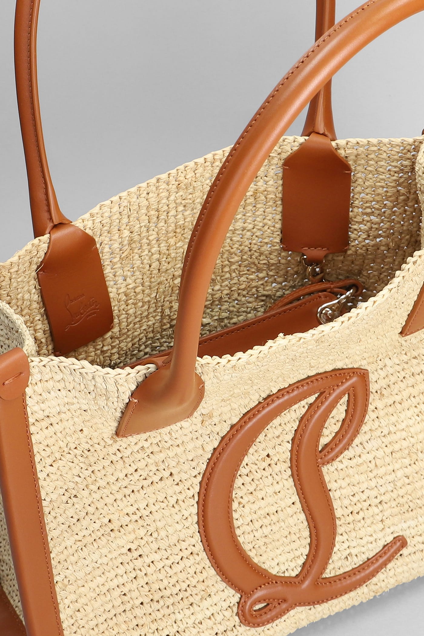 Shop Christian Louboutin By My Side Tote In Beige Raffia