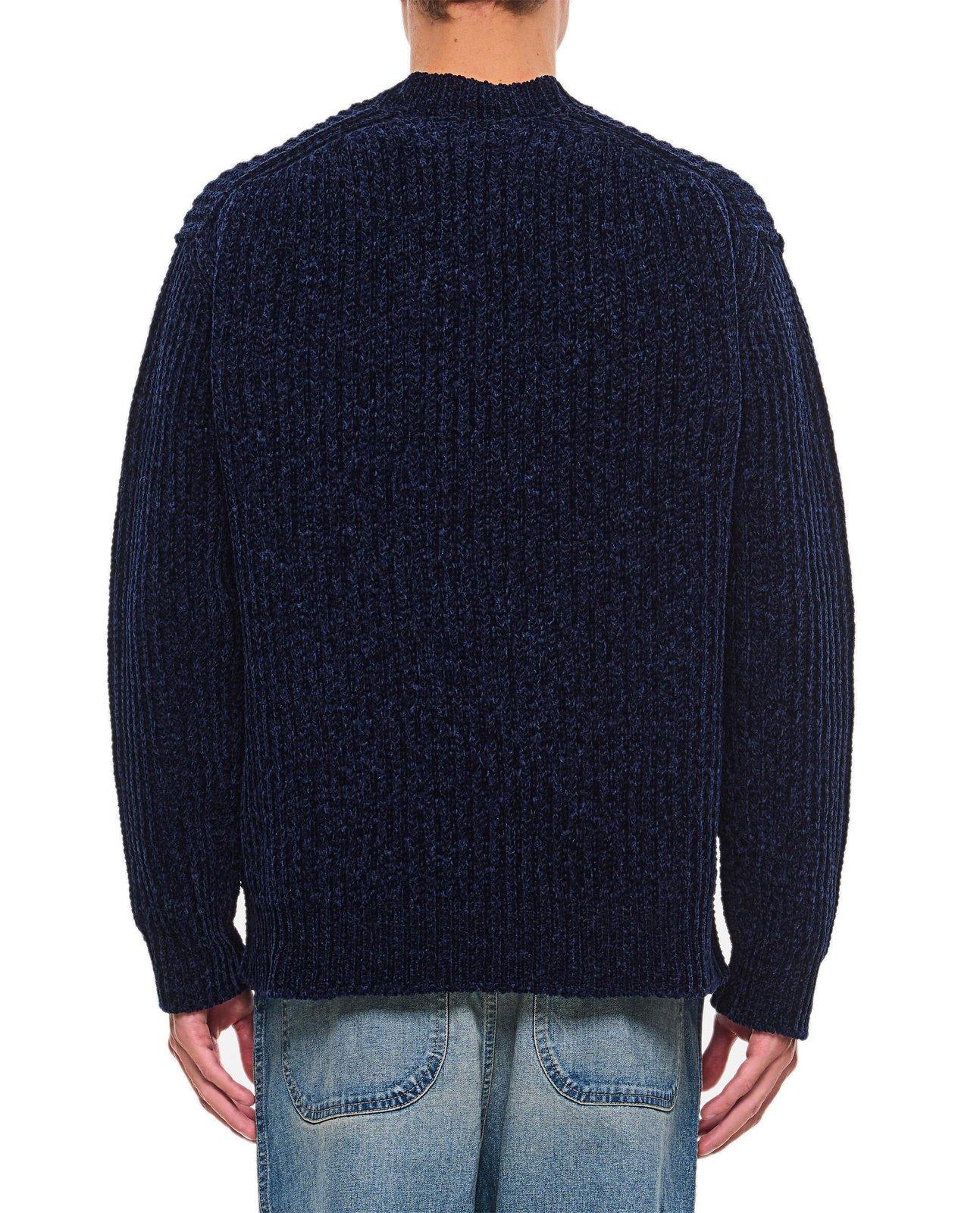 Junya Watanabe Crewneck Knitted Jumper In Blue